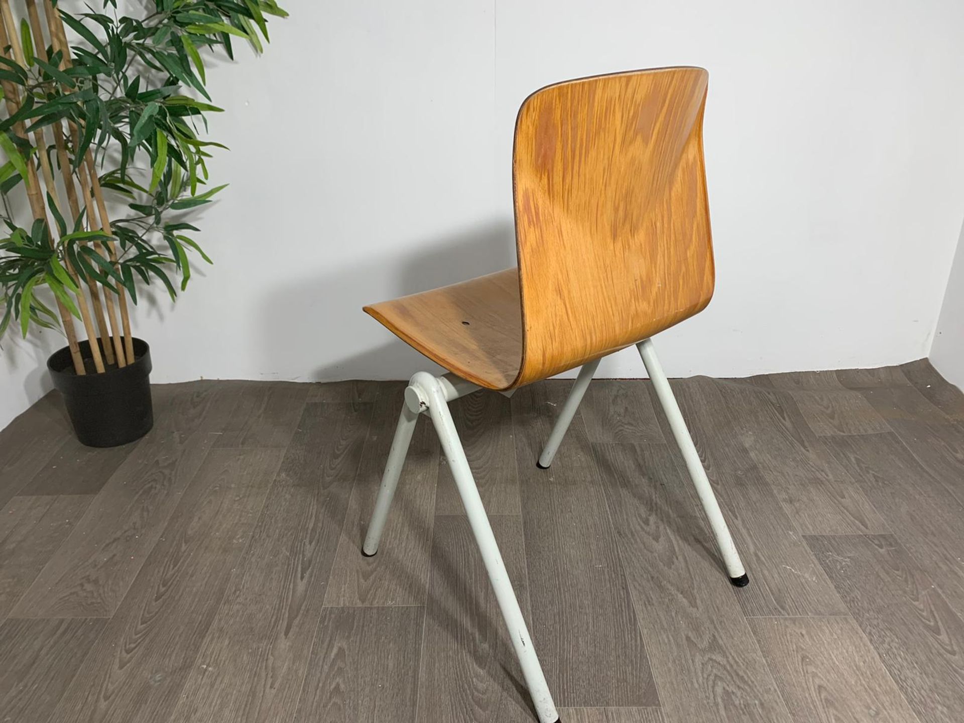 Mid Century Wooden Chair with Steel Legs - Image 3 of 10