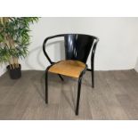 Adico 5008 Black Chair With Wooden Seat