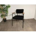 Black Commercial Grade Chair with Wooden Arm Rest