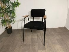 Black Commercial Grade Chair with Wooden Arm Rest