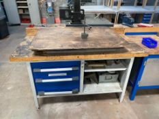 Wooden Workbench with Drawers