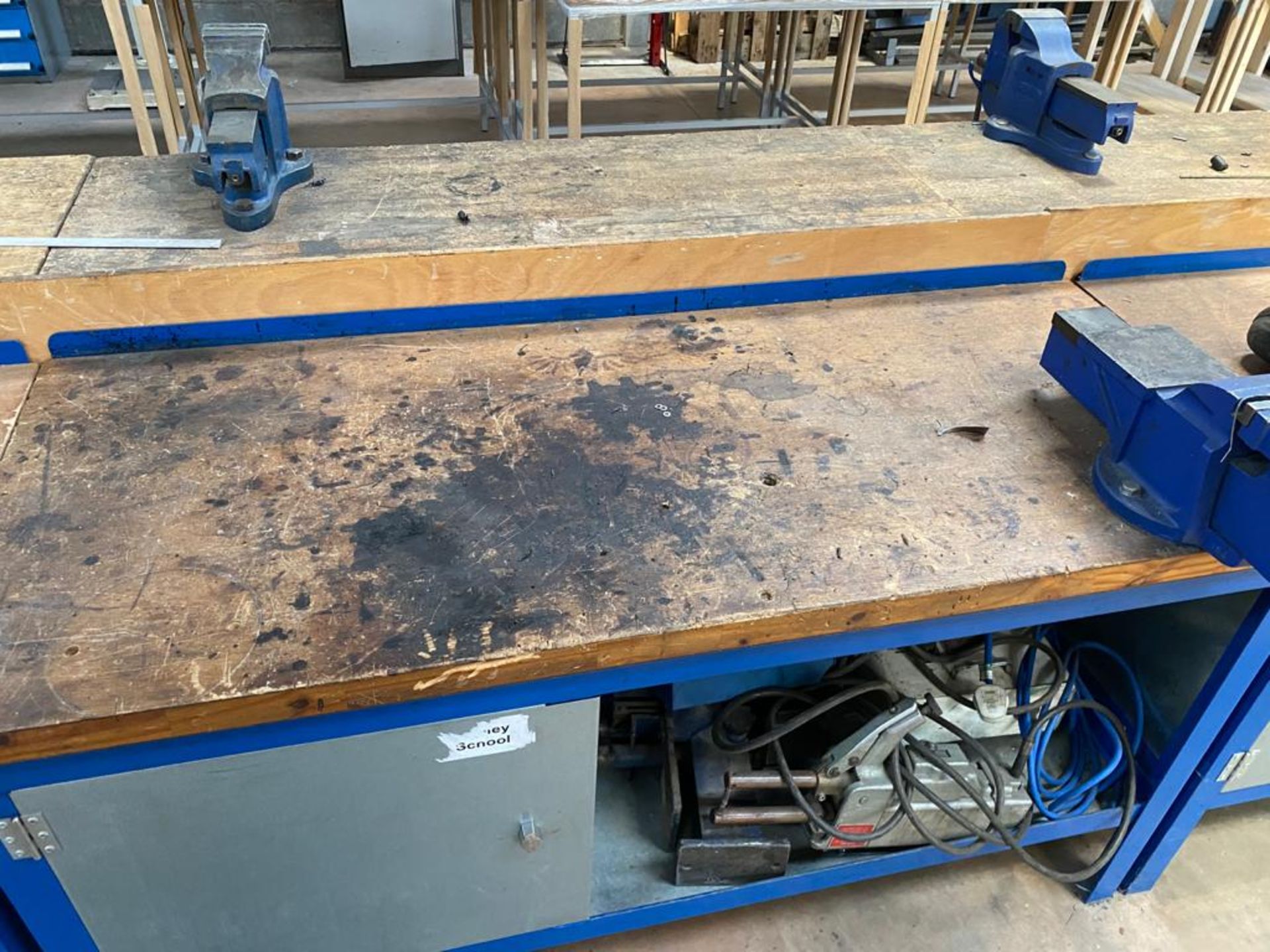 Steel Workbench with Wooden Top - Image 3 of 5