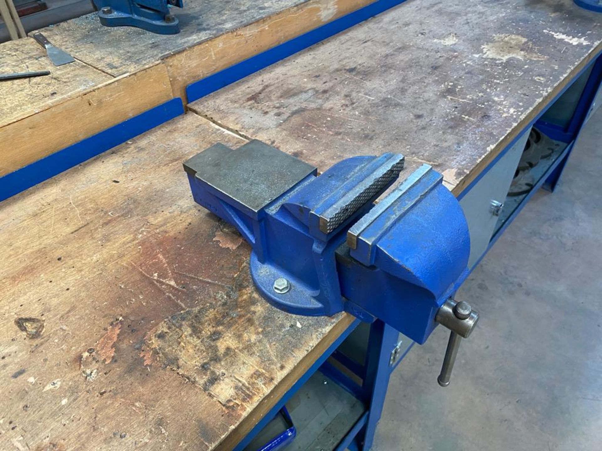 Steel Workbench with Wooden Top - Image 4 of 5