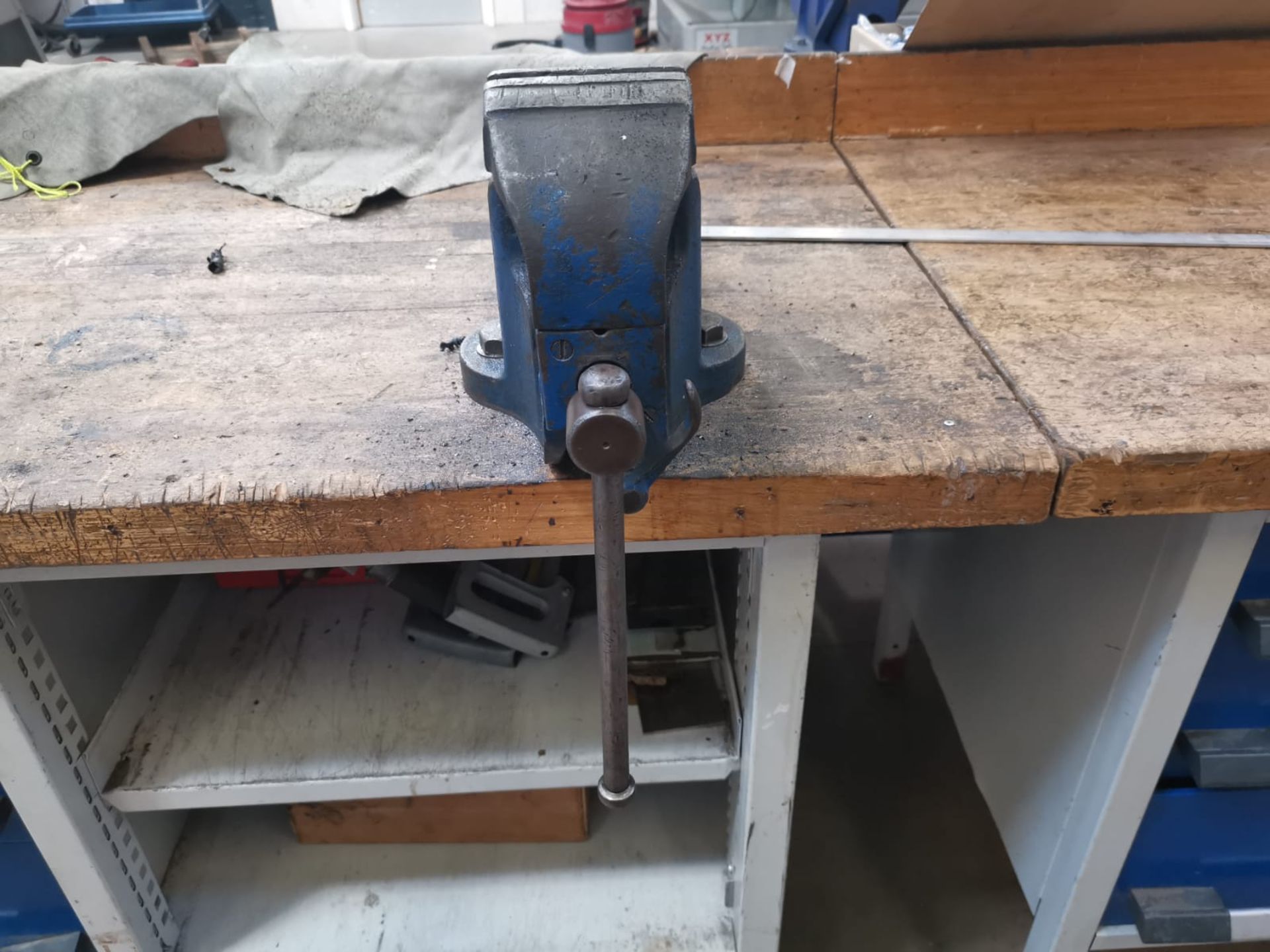 Steel Workbench with Wooden Top - Image 4 of 5