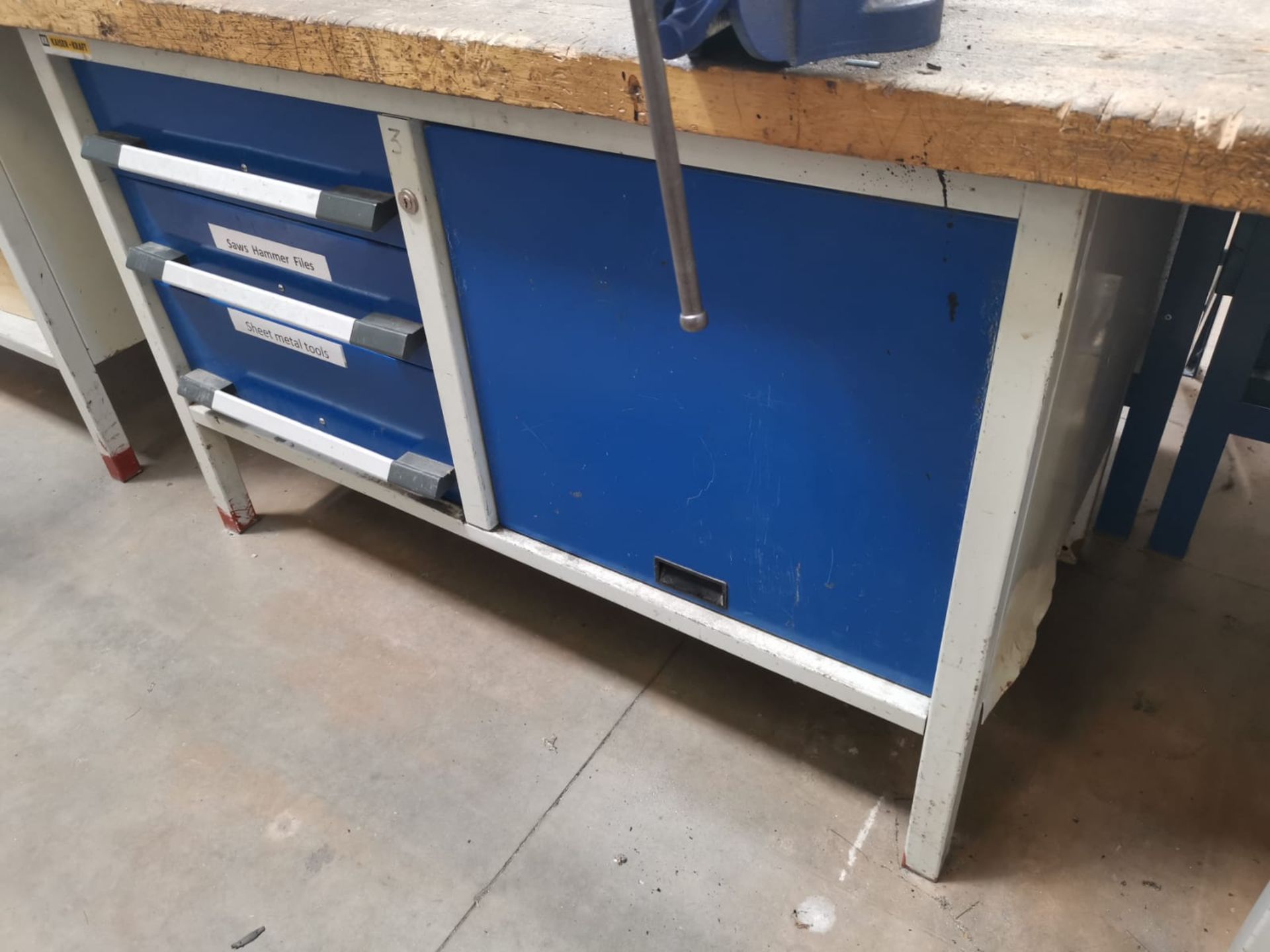 Steel Workbench with Wooden Top - Image 2 of 6