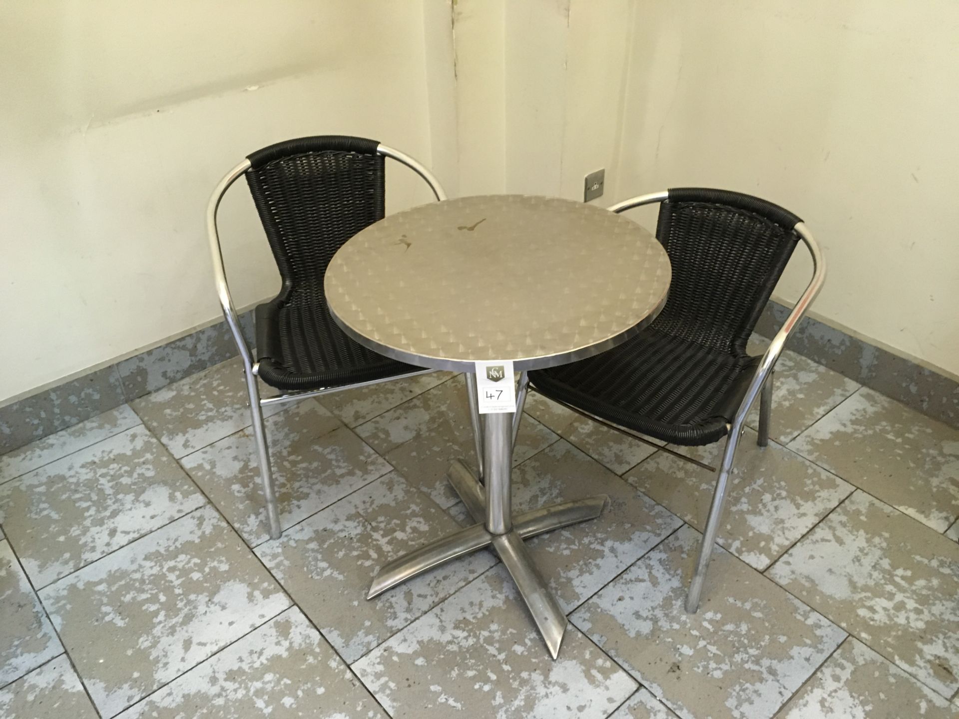 Chrome Frame Chairs x 2 and chrome bistro table