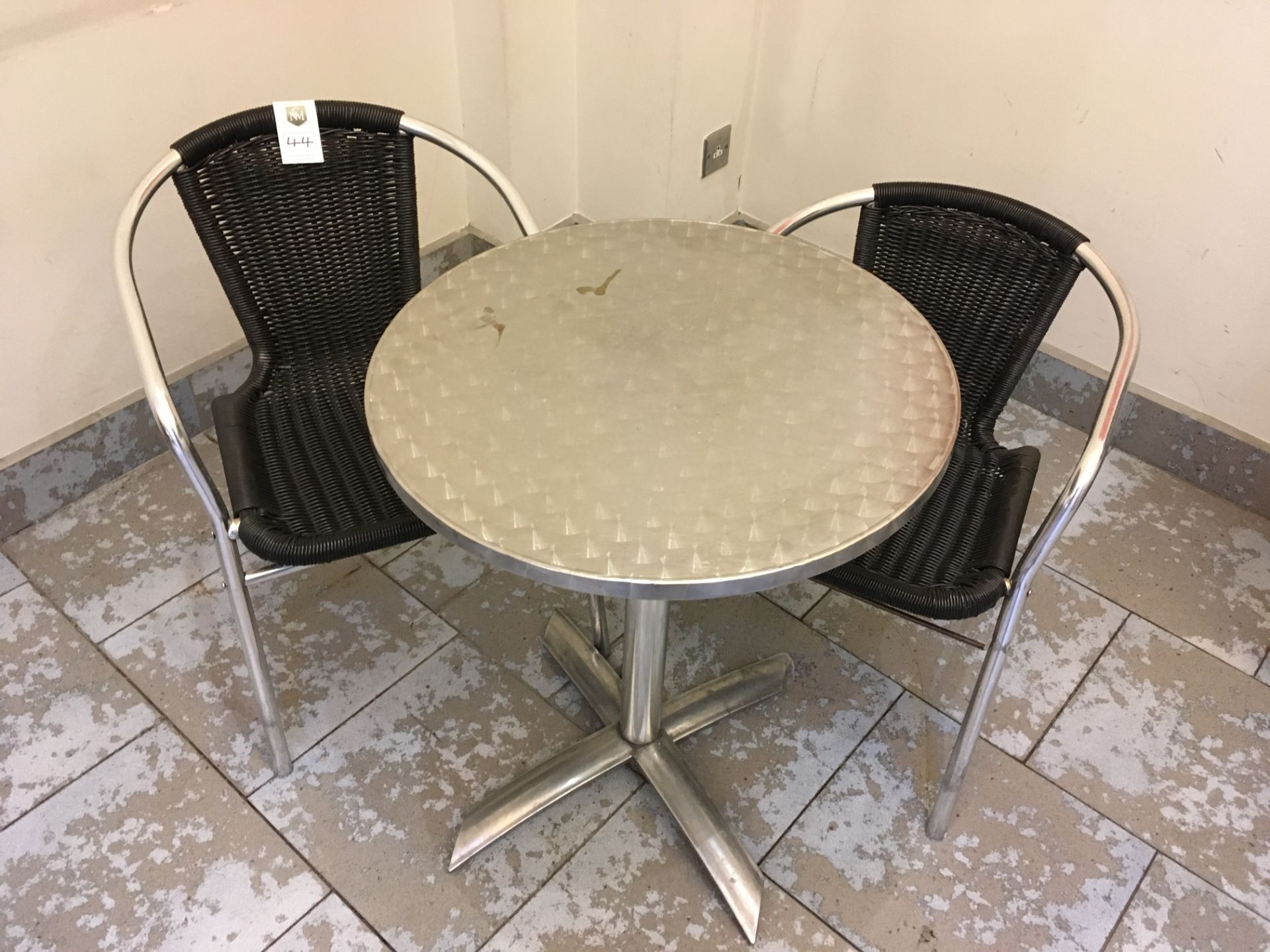 Chrome Frame Chairs x 2 & chrome bistro table