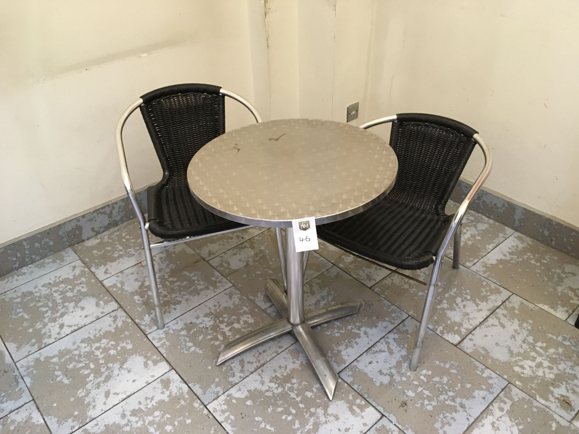 Chrome Frame Chairs x 2 and chrome bistro table