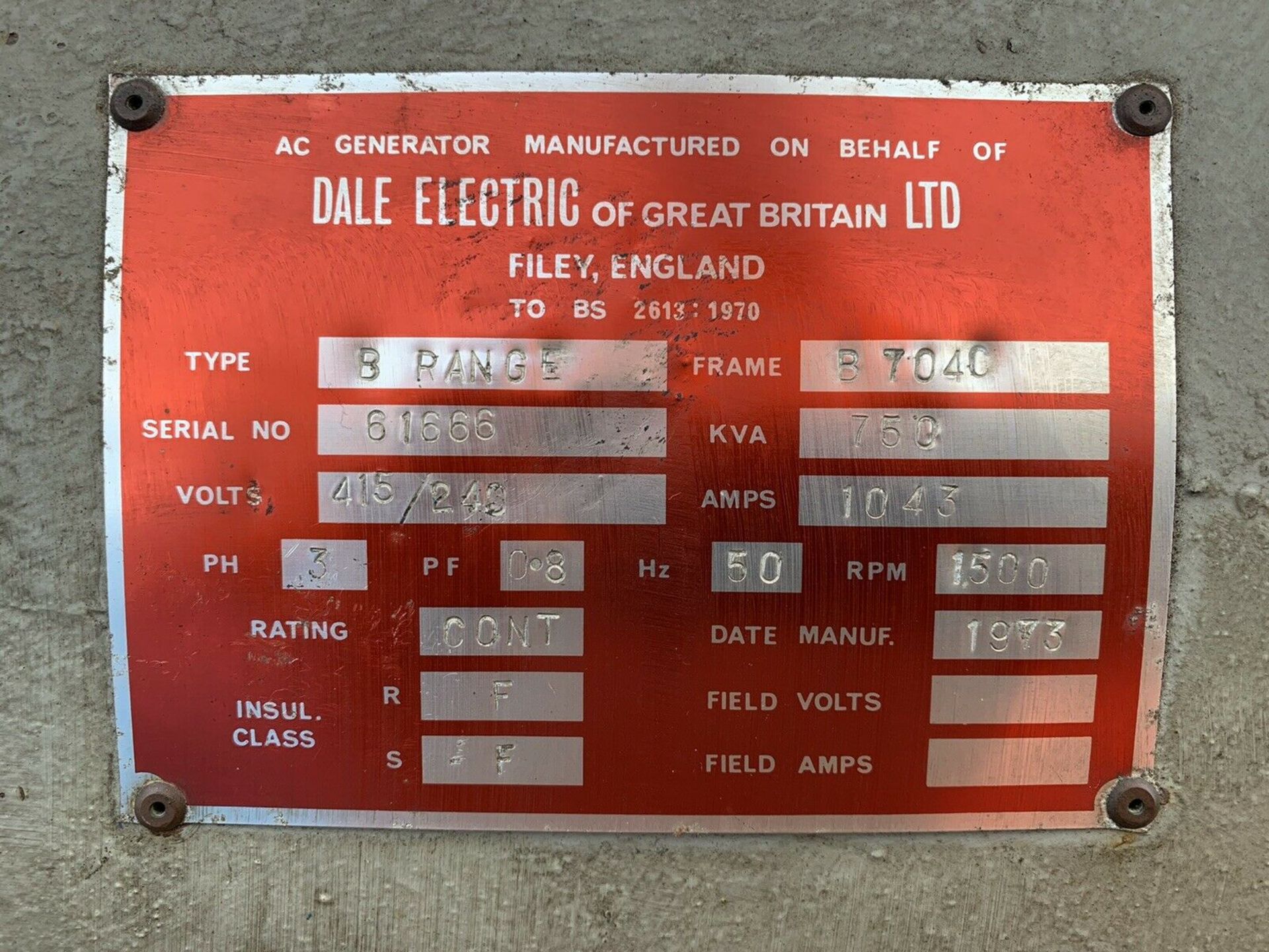 750 KVA Dale Generator PAXMAN V12 Engine - Image 8 of 9