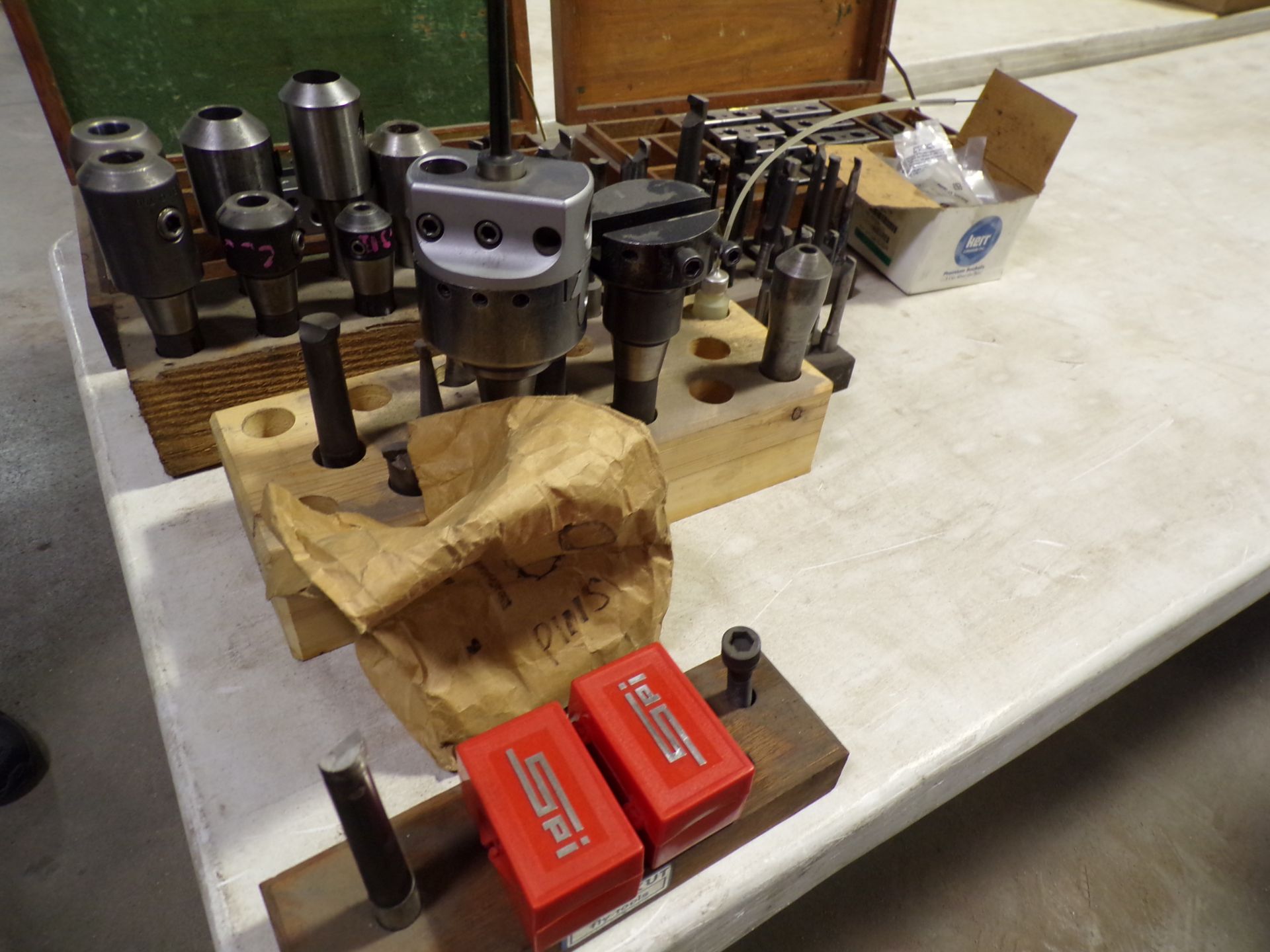 2 wood cases w/boring heads & mill holders - Image 4 of 5