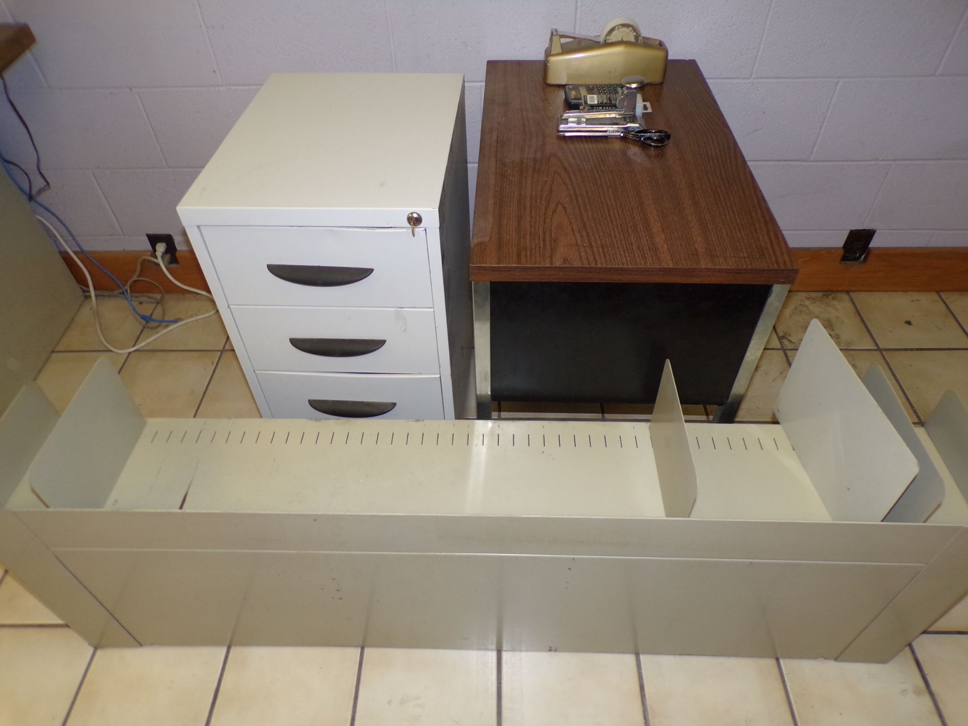 File Cabinet, printer table, shelving