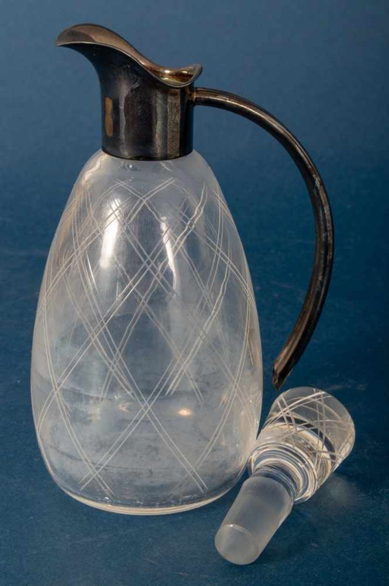3teiliges Konvolut versch. Glasgefäße mit massiven Silbermontierungen, bestehend aus Karaffe (Höhe - Bild 14 aus 14