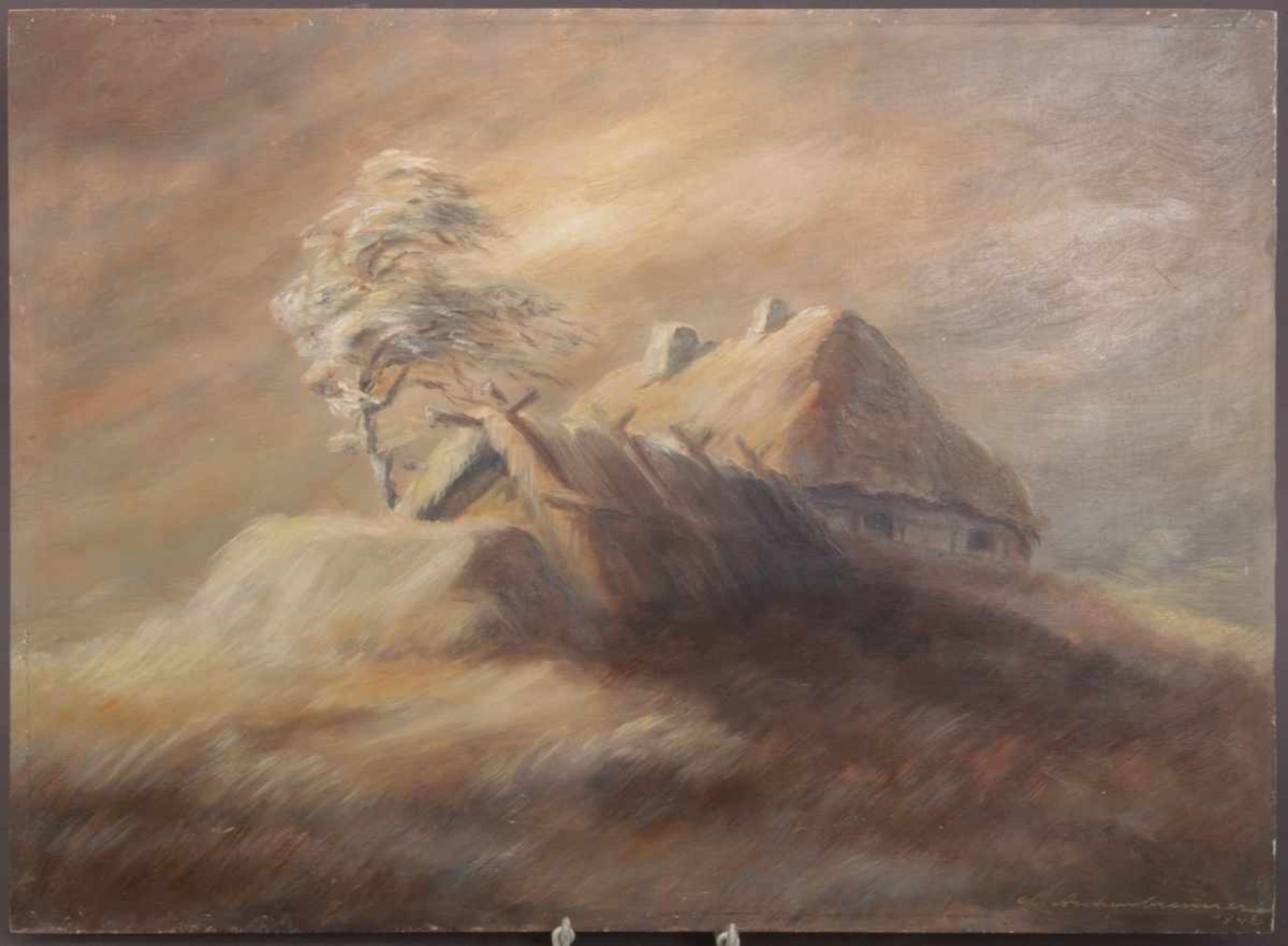"Sturm". Gemälde, Öl auf Spanholzplatte, signiert unten rechts L. Aschenbrenner = Lennart