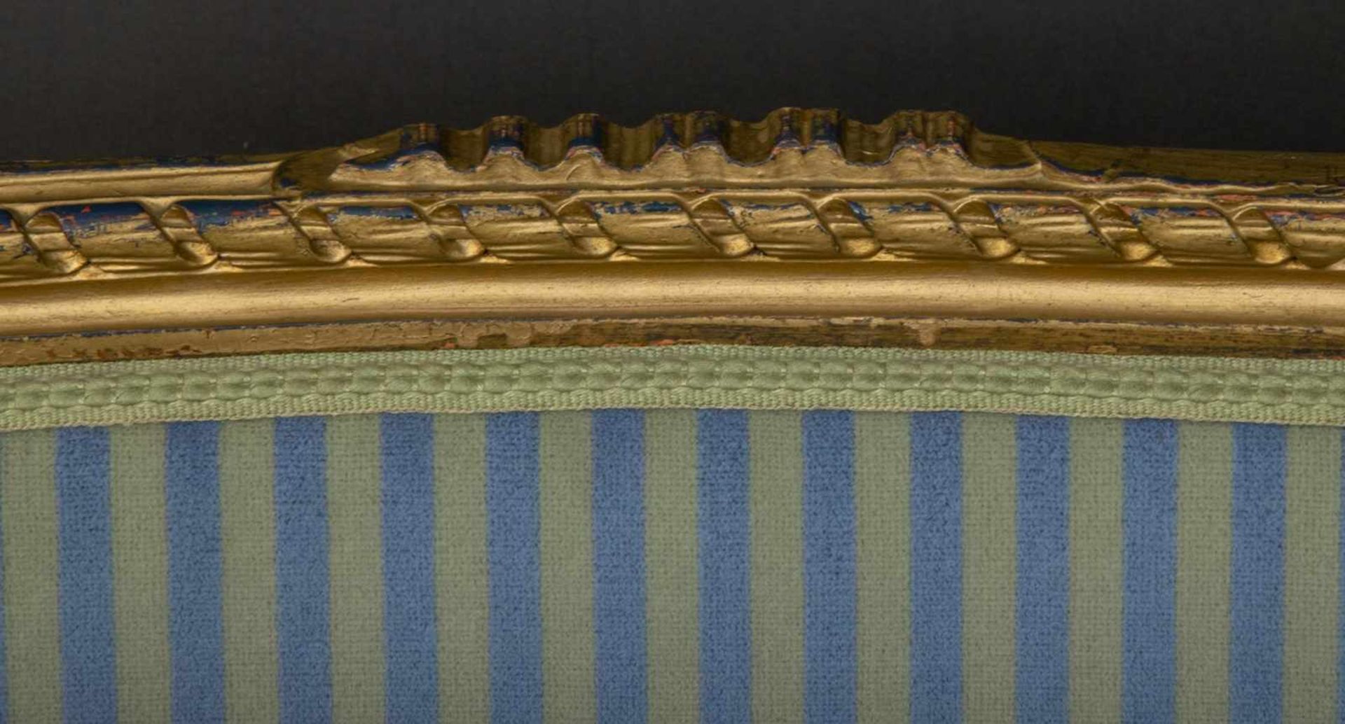 Zweisitzige Polsterbank/Sofa im Louis XVI-Stil, 19./20. Jhd., ältere Restauration, Lehnenhöhe ca. 94 - Bild 8 aus 10