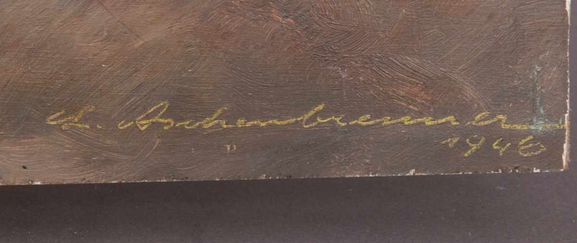 "Sturm". Gemälde, Öl auf Spanholzplatte, signiert unten rechts L. Aschenbrenner = Lennart - Image 4 of 6