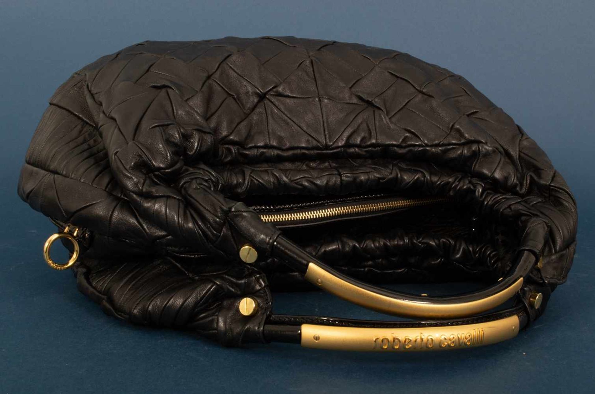 "ROBERTO CAVALLI" - exklusive Damenhandtasche/Carrybag. Schwarzes Leder mit vergoldeten - Bild 6 aus 14