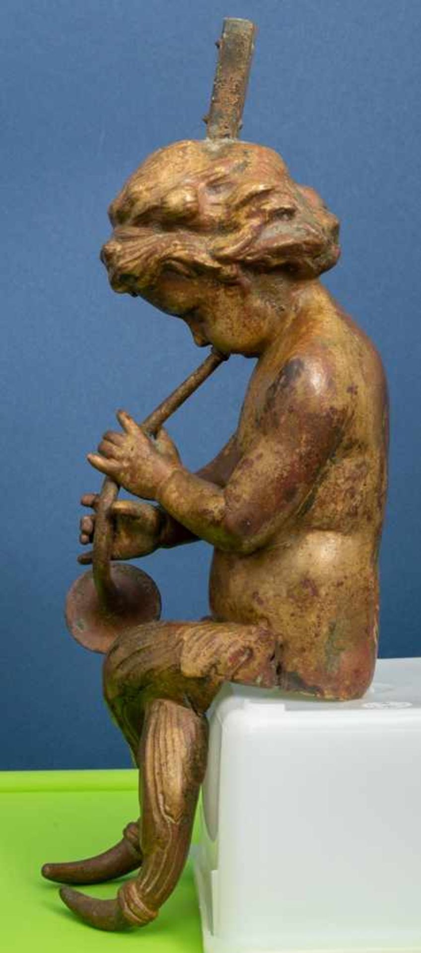 Folge von 3 Plastiken, (Söhne des Neptun/ Poseidon), Bronze, schöner Patinazustand. Eine Trompete - Image 9 of 13
