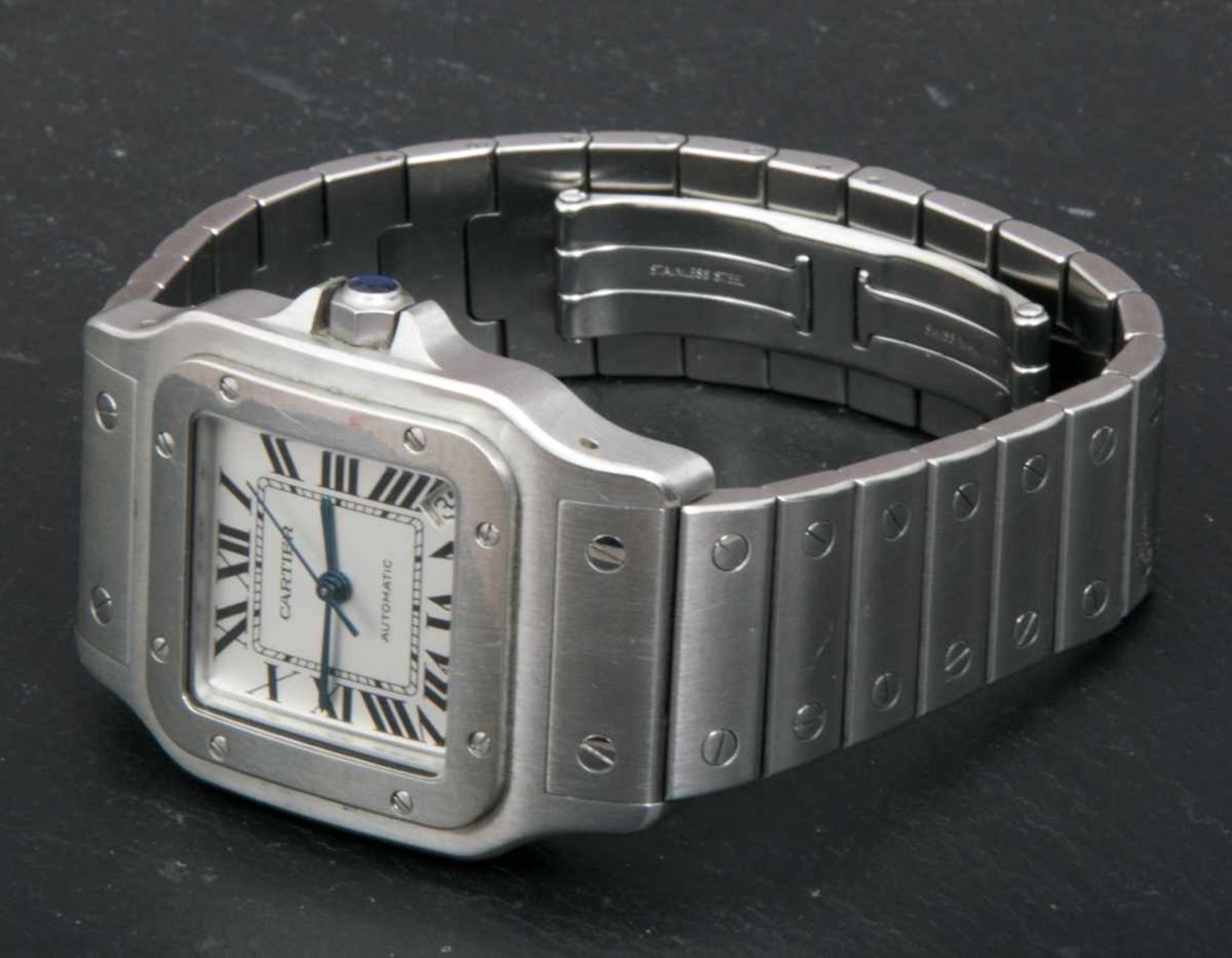 CARTIER "SANTOS DE CARTIER" AUTOMATIK Herrenarmbanduhr mit zentraler Sekunde & Datum anf der "5". - Bild 5 aus 10