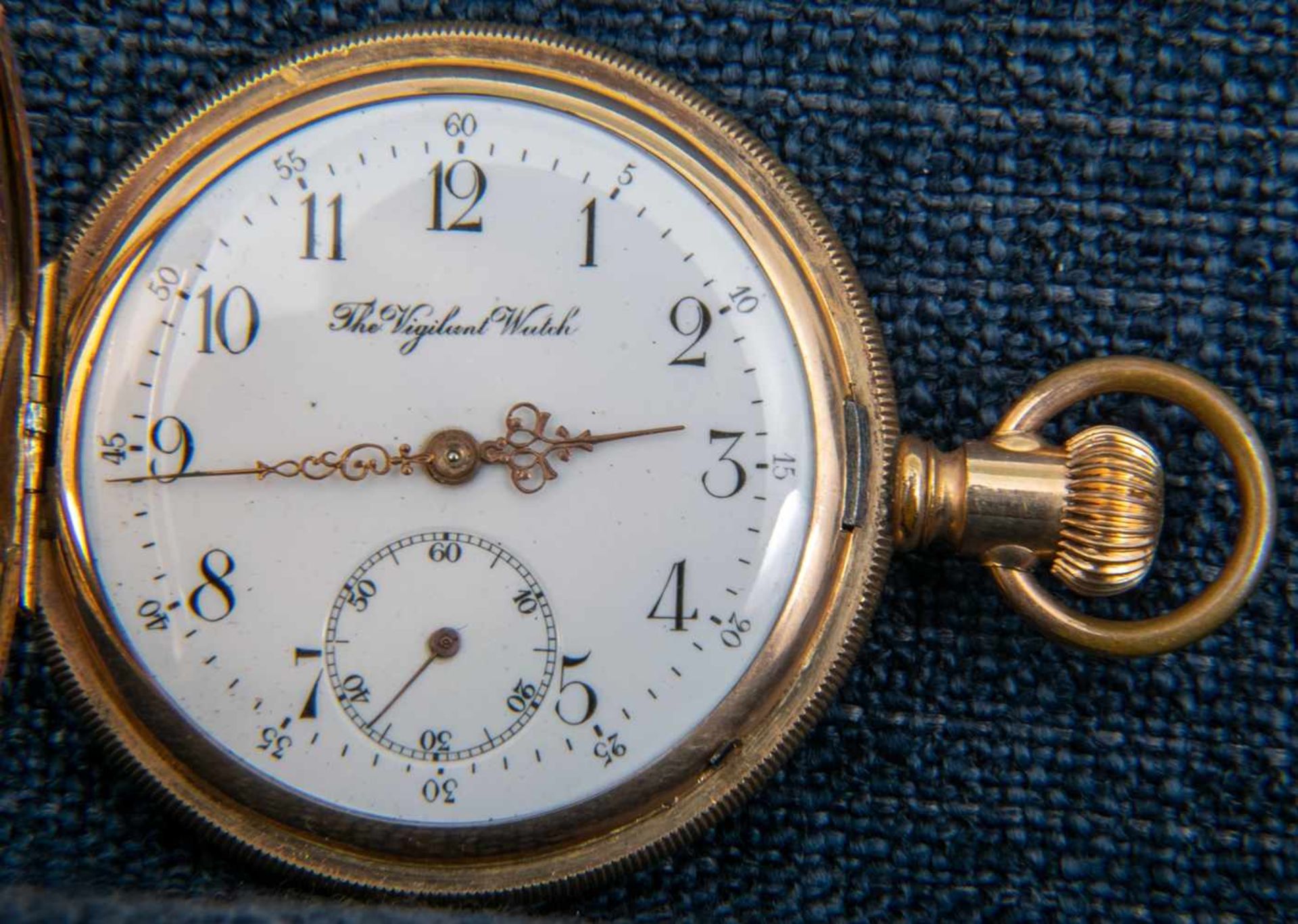 "The Vigilant Watch" - Savonette Herrentaschenuhr, vergoldetes Gehäuse, 3 Deckel, Werksno. 380690,