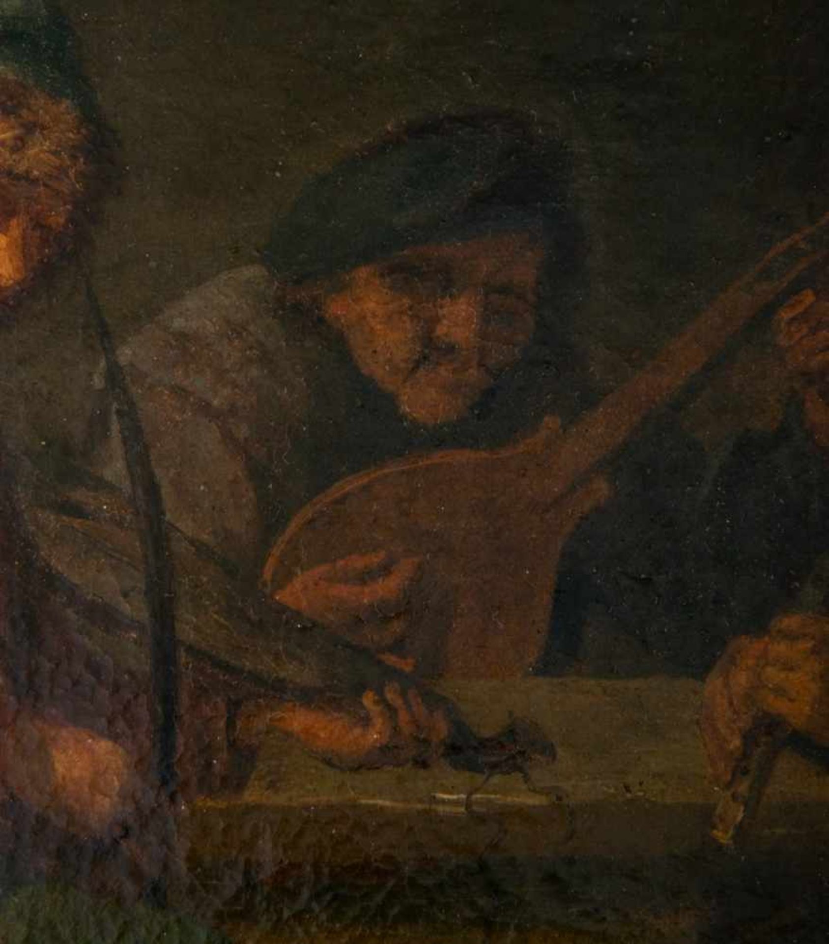 "In der Taverne". Gemälde Niederlande 18. Jhd., Öl auf Leinwand, ca. 35 x 26 cm, unsigniert, - Bild 9 aus 13
