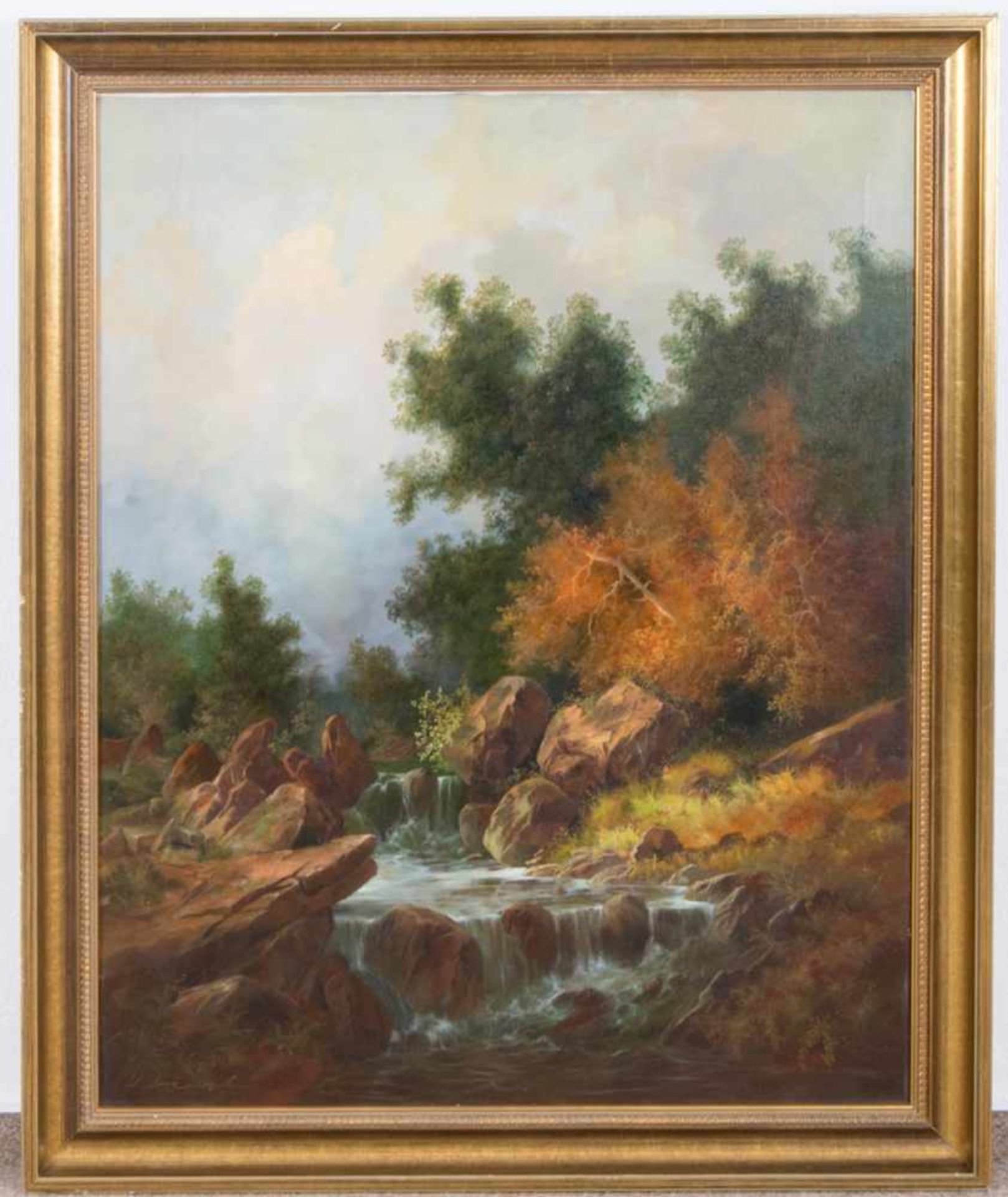 "Bachlauf im Gebirge". Romantische Malerei des späten 20. Jhds., Gemälde, Öl auf Leinwand, ca. 100 x