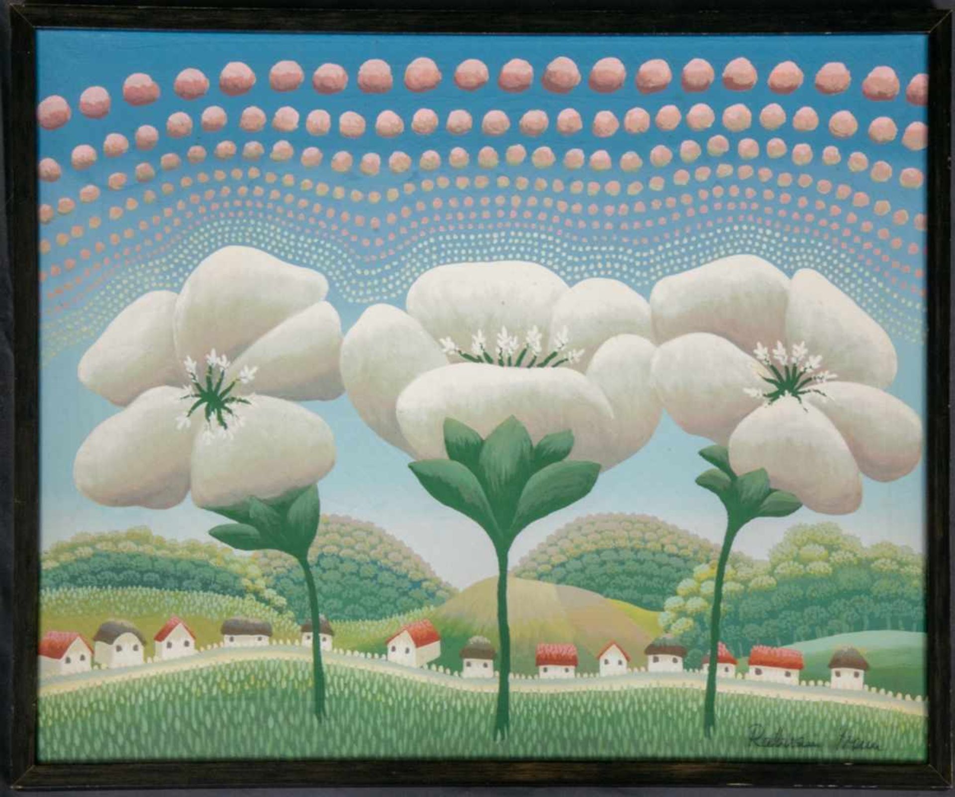 "Blühende Landschaft", Gemälde, Öl auf Leinwand, ca. 48,5 x 58,5 cm, signiert Rabuzin Ivan (Kljec