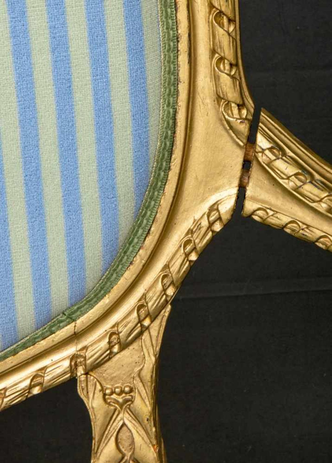 Zweisitzige Polsterbank/Sofa im Louis XVI-Stil, 19./20. Jhd., ältere Restauration, Lehnenhöhe ca. 94 - Bild 6 aus 10