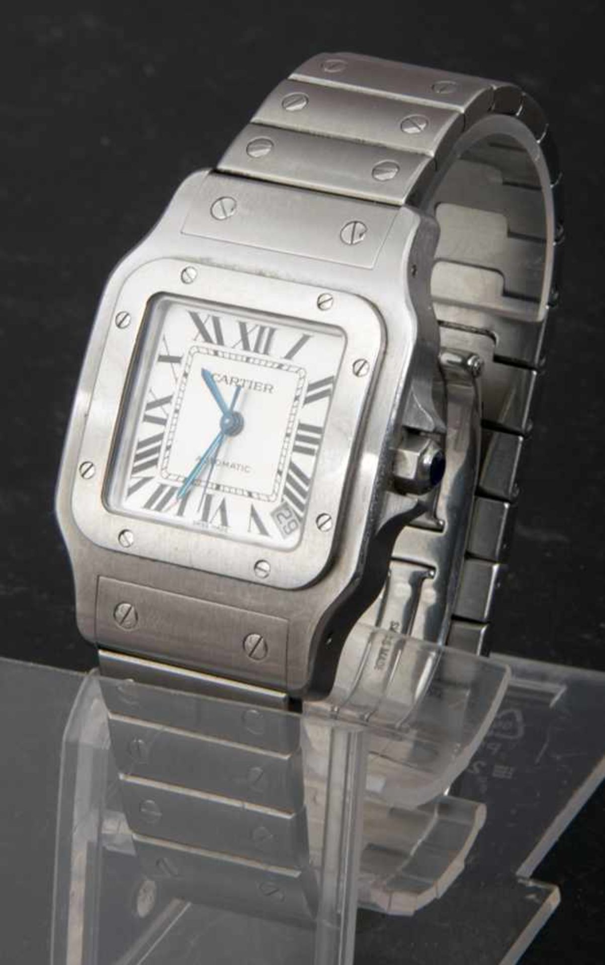 CARTIER "SANTOS DE CARTIER" AUTOMATIK Herrenarmbanduhr mit zentraler Sekunde & Datum anf der "5". - Bild 3 aus 10