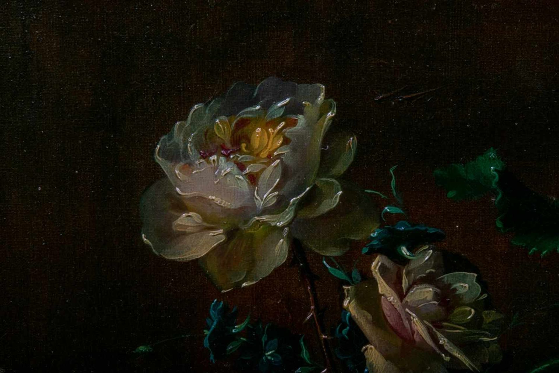 "Blumenstilleben" im Stil des 17./18. Jhds., Gemälde, Öl auf Leinwand, ca. 57 x 40 cm, mittig - Bild 3 aus 6