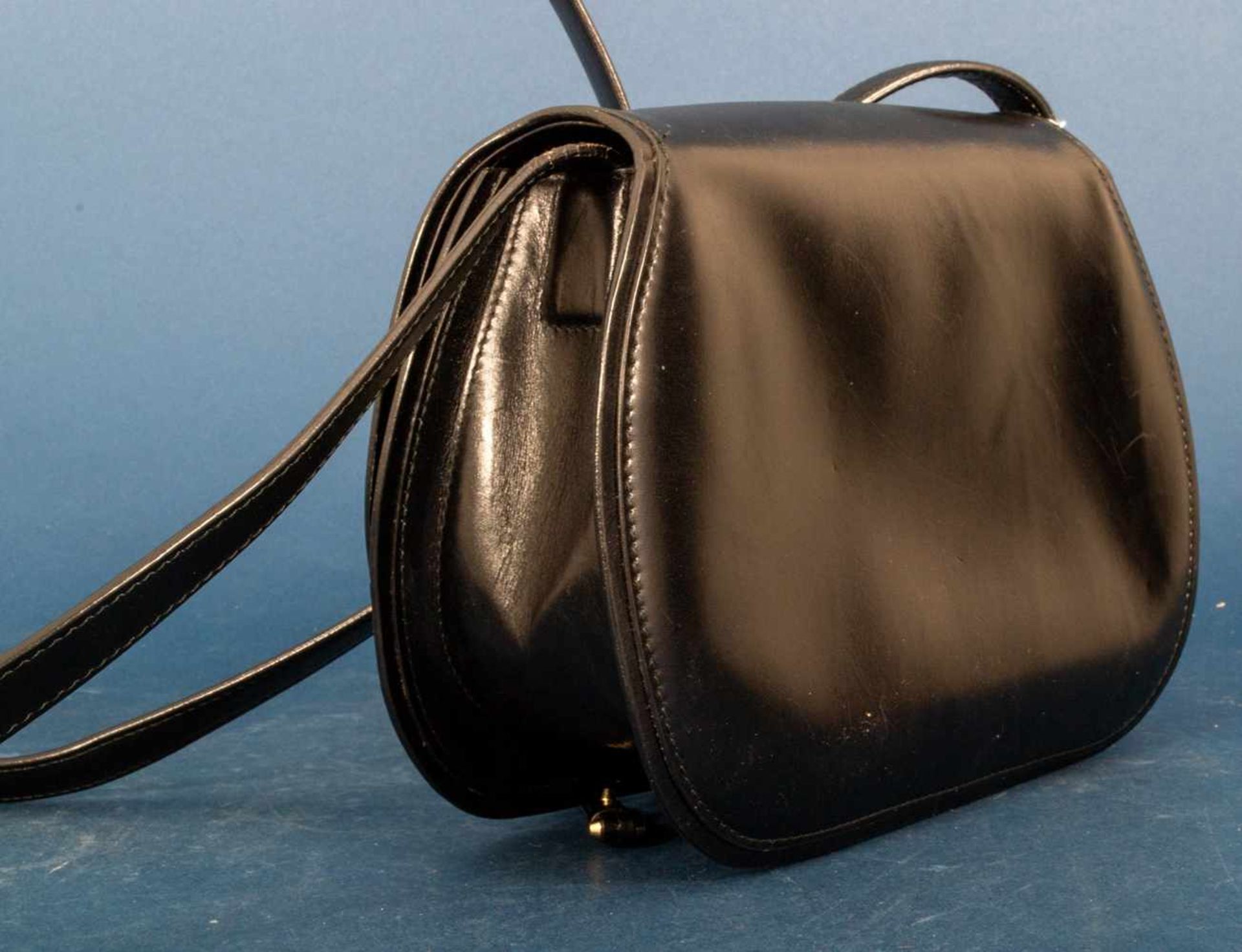 JIL SANDER - Damenhandtasche/Umhängetasche, schwarzes Leder mit polierten Messing-Beschlägen/ - Image 9 of 9