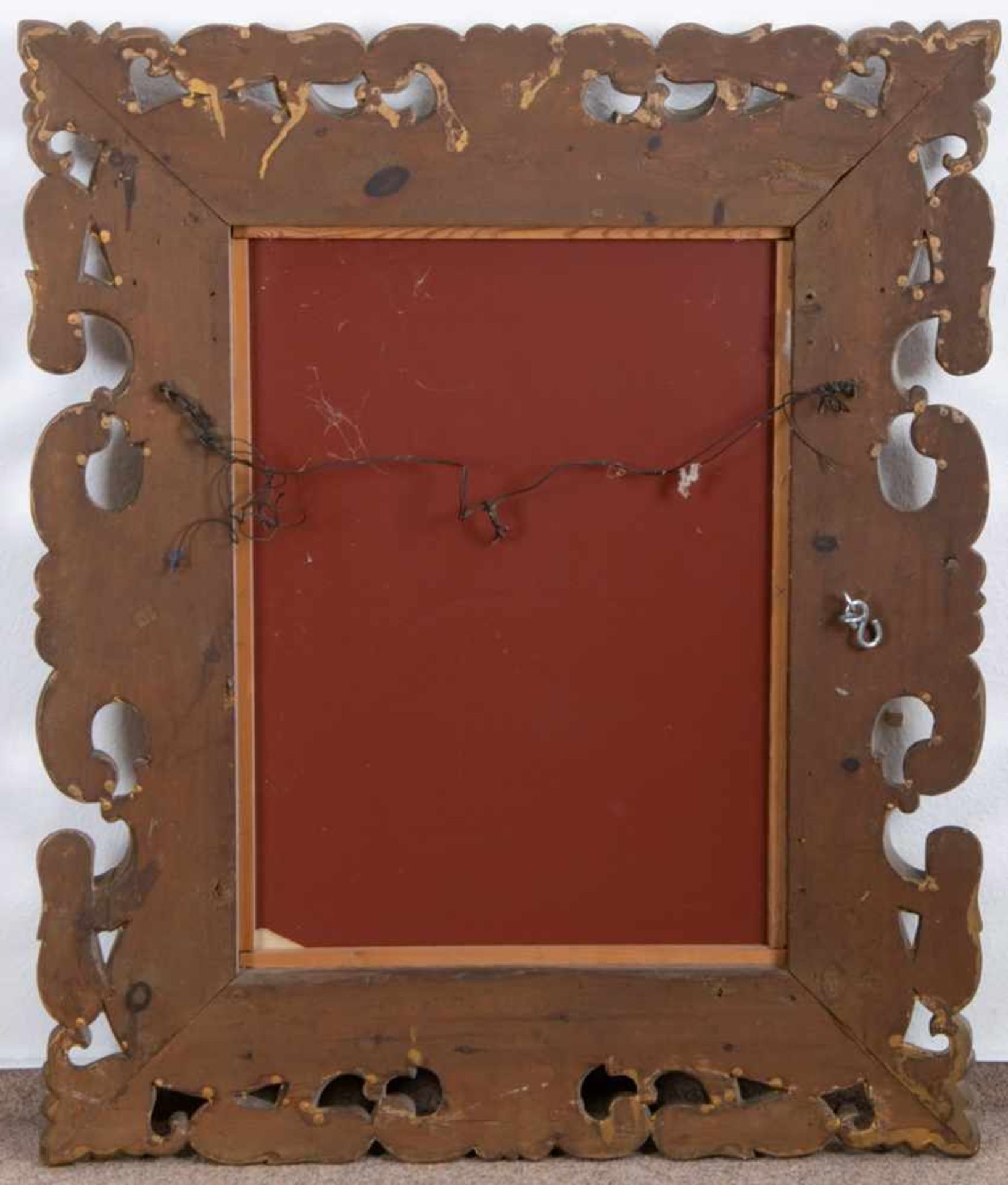 Schwerer FLORENTINER Rahmen, Holz geschnitzt, nachbronziert. Geringe Fehlstellen. Spiegelglas - Bild 5 aus 5
