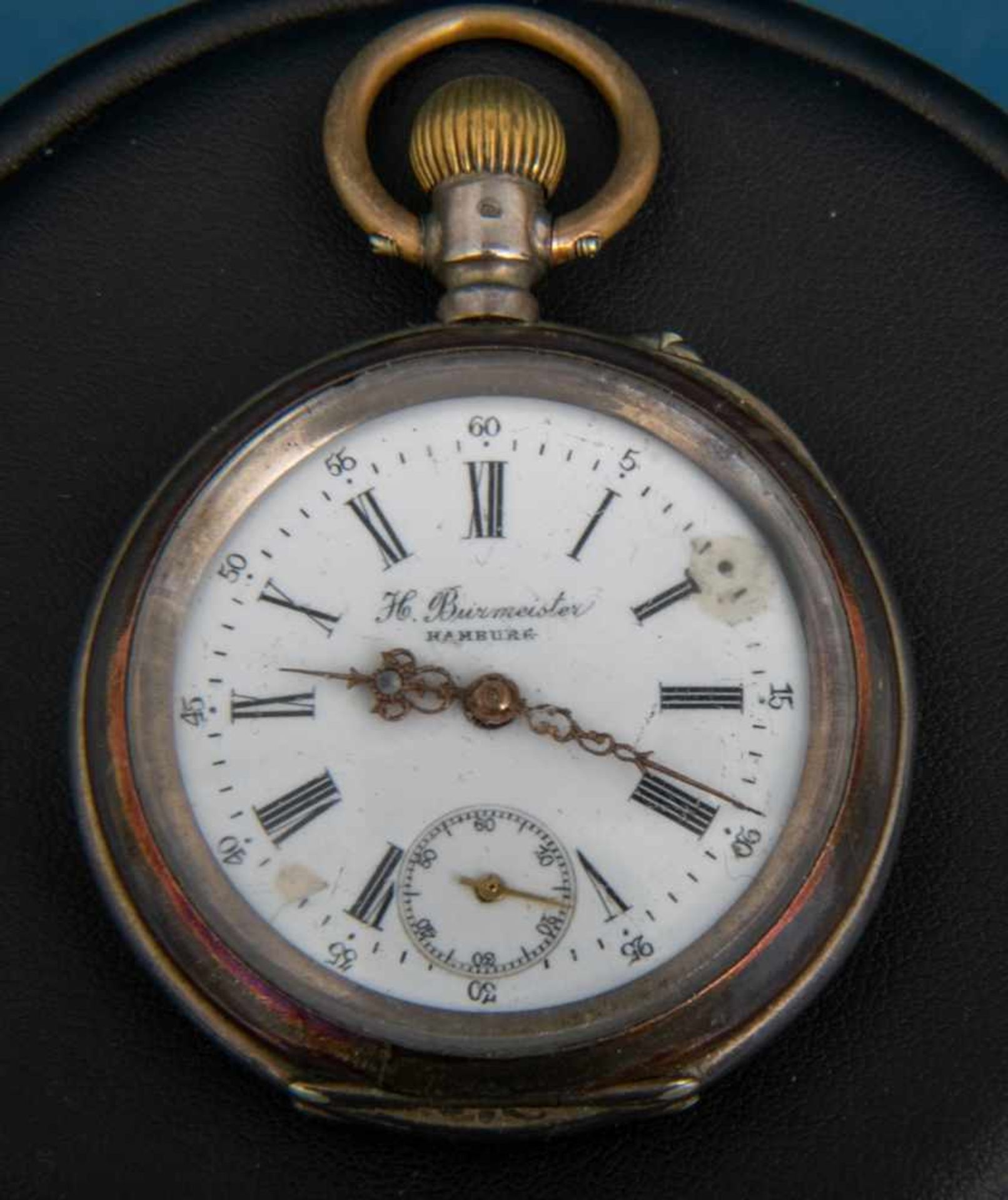 Antike 800er Silber Herrentaschenuhr des Hamburger Uhrmachermeisters "H. Burmeister". Ungeprüft,