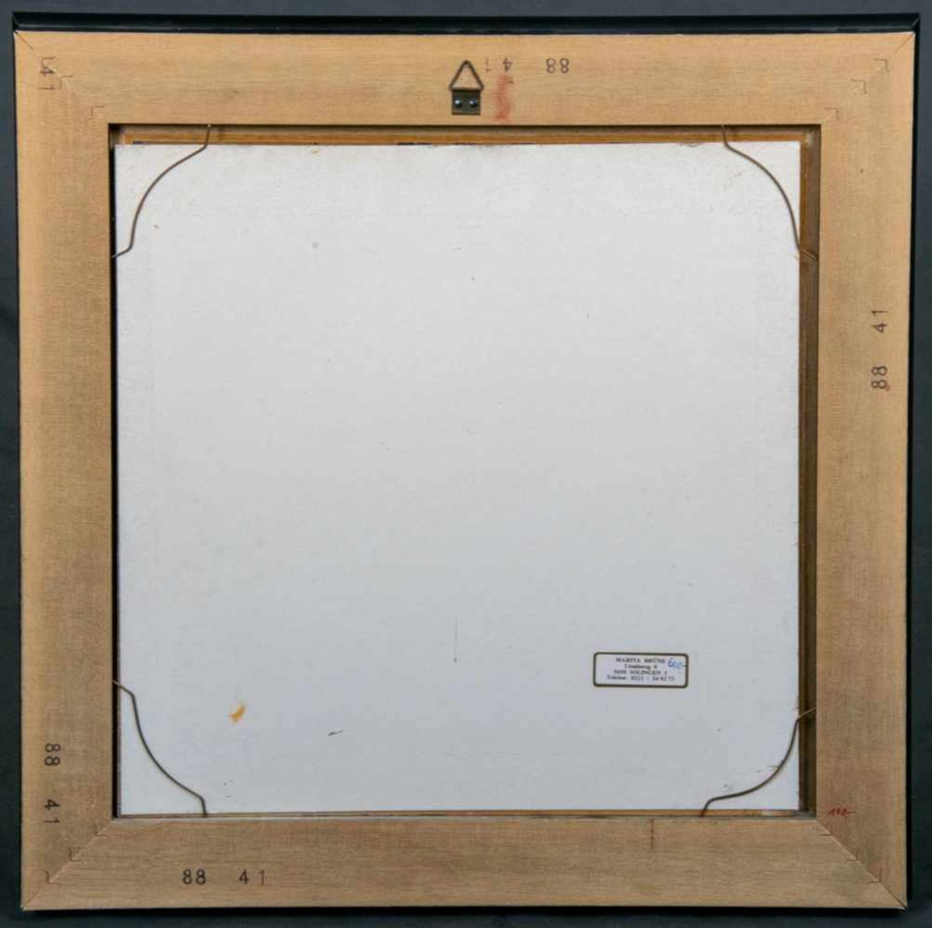 "Rosenstrauß" in Glasvase, Gemälde, Öl auf Schichtholzplatte, ca. 34 x 34 cm, Rahmen beigegeben, - Bild 4 aus 4