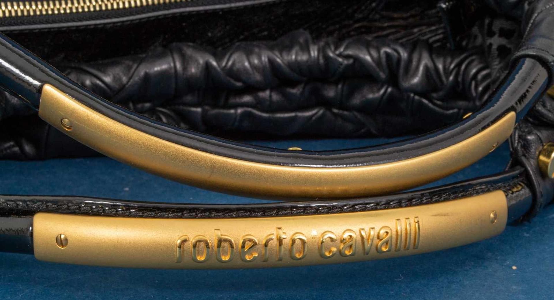 "ROBERTO CAVALLI" - exklusive Damenhandtasche/Carrybag. Schwarzes Leder mit vergoldeten - Bild 2 aus 14