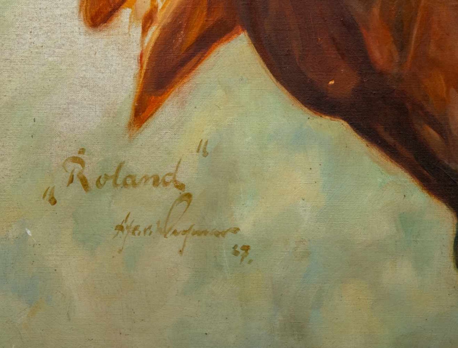 "ROLAND" - Porträt des siegreichen Rennpferdes, welches 1937 den CONSOLATIONS CUP in Medan/auf - Bild 3 aus 4