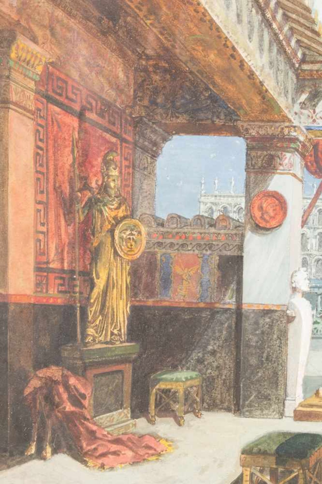 Bühnenbild-Entwurf zu "Theodora" - Saal im Hause des jungen Atheners Andreas, gemalt um 1887 (laut - Bild 6 aus 9