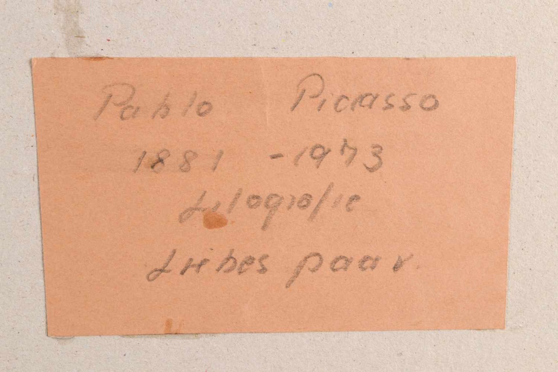 "Liebespaar" - hinter Glas gerahmte, unsignierte Lithographie nach Pablo Picasso (1871 - 1973). - Image 7 of 7
