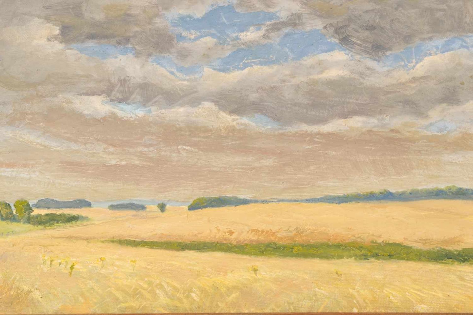 "Märkische Landschaft" - 1942. Gemälde, Öl auf Karton, ca. 41 x 56 cm, monogrammiert "b42" = Paul - Bild 2 aus 5