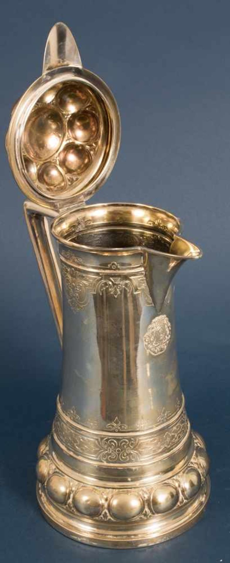 Prachtvolle Schenkkanne, Historismus, Wilkens/Bremen um 1900, 800er Silber massiv, ca. 1640 gr, Höhe - Bild 14 aus 21