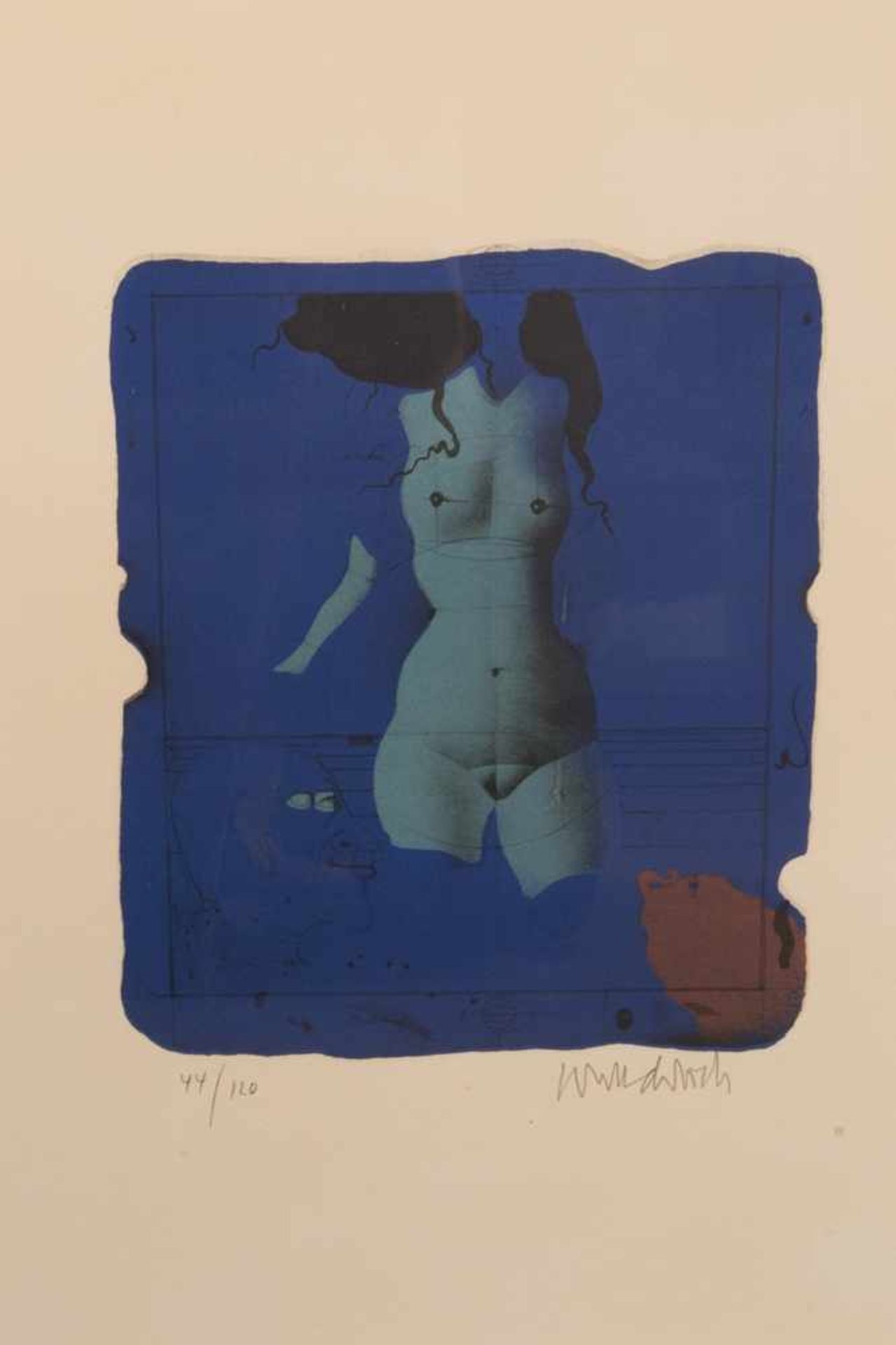 "Weiblicher Torso in Grün" - limitierte, handsignierte Farblithographie des Paul Wunderlich, - Image 2 of 5