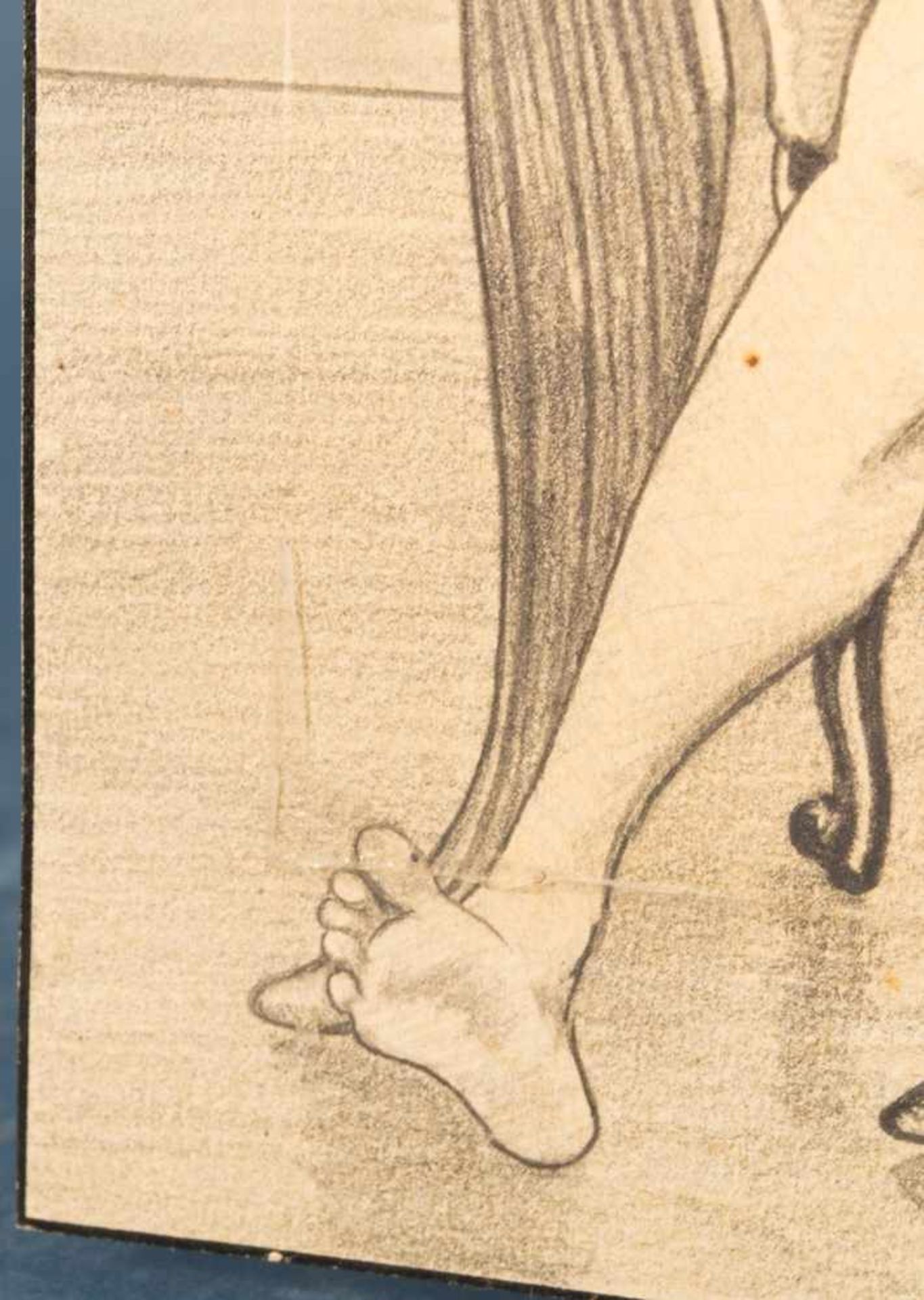 "Die Voyeurin"" - erotische, unsignierte Bleistiftzeichnung, um 1920/30, im Bild Klebereste (!???!). - Bild 7 aus 9