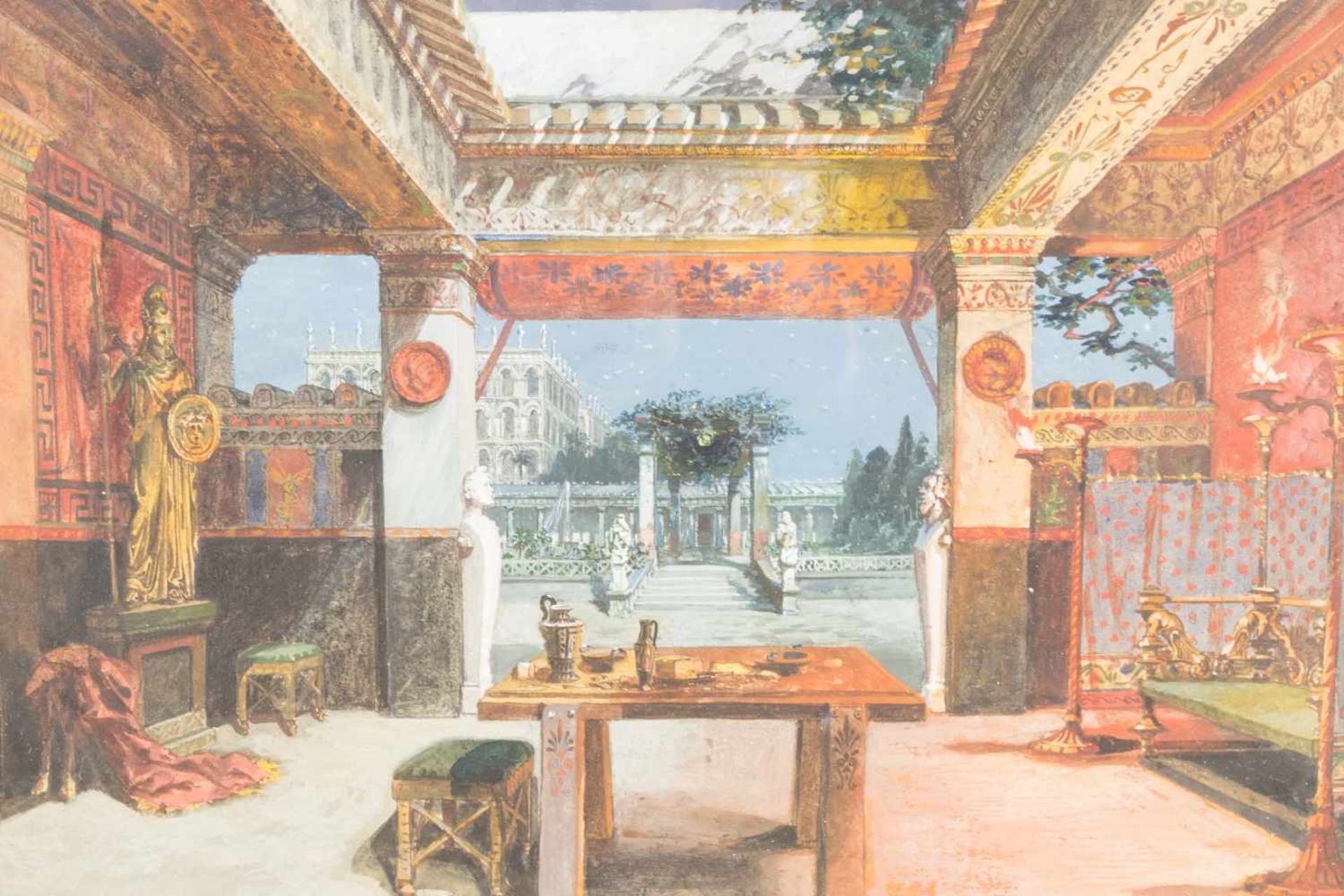 Bühnenbild-Entwurf zu "Theodora" - Saal im Hause des jungen Atheners Andreas, gemalt um 1887 (laut - Bild 2 aus 9