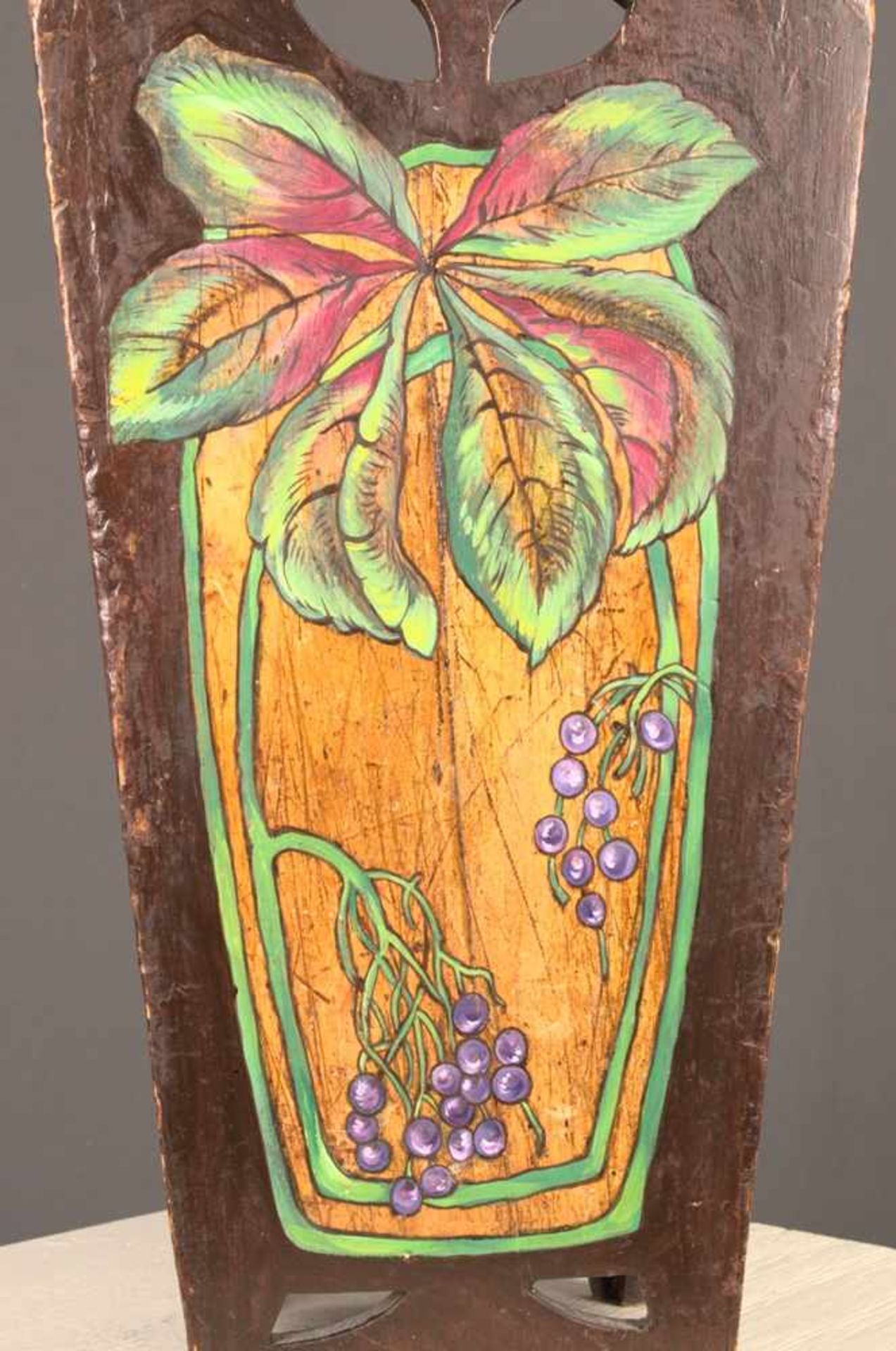 Antiker Papierkorb. Jugendstil um 1900. Heller, nussbaumfarbiger Holzkorpus, allseitig mit - Bild 5 aus 5