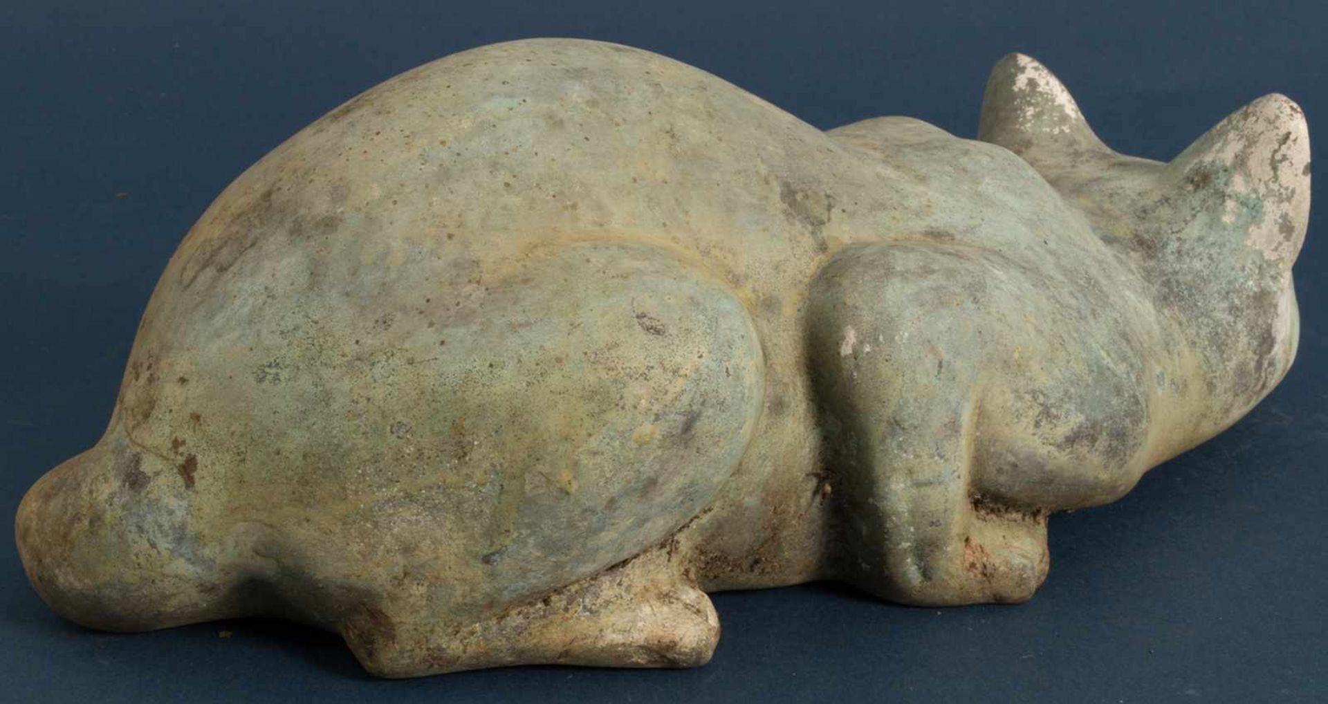 "Anpirschende, lauernde Katze" - Messing oder Bronze, Länge ca. 37 cm, grünlich - bläuliche - Image 7 of 12