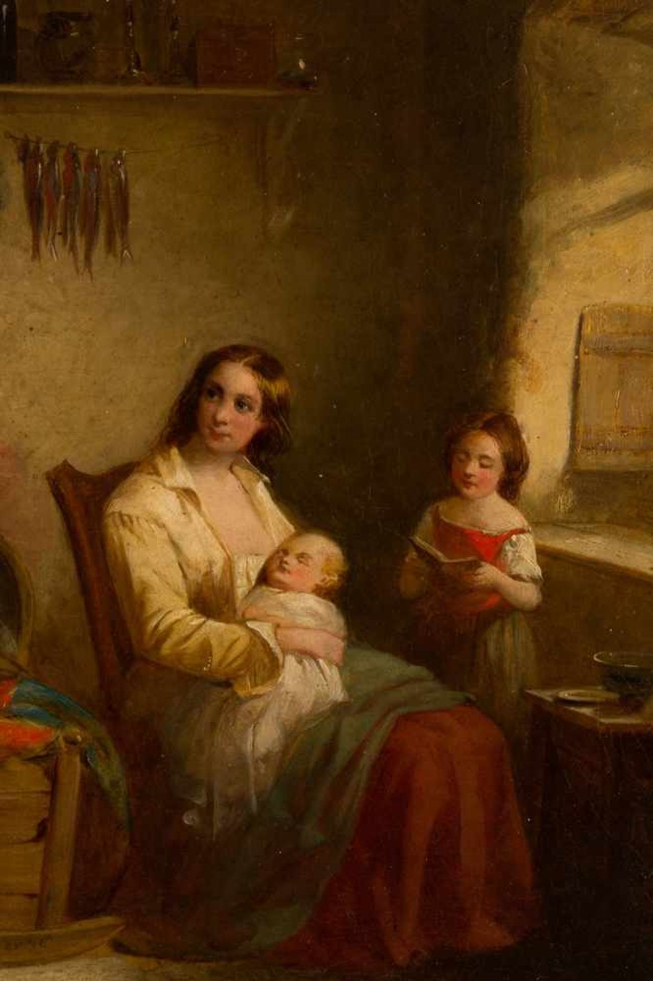 "Heimkehr zu Frau und Kindern" - Gemälde des Thomas Webster (London 1800 - 1886 Cranbrook), Öl auf - Bild 9 aus 13