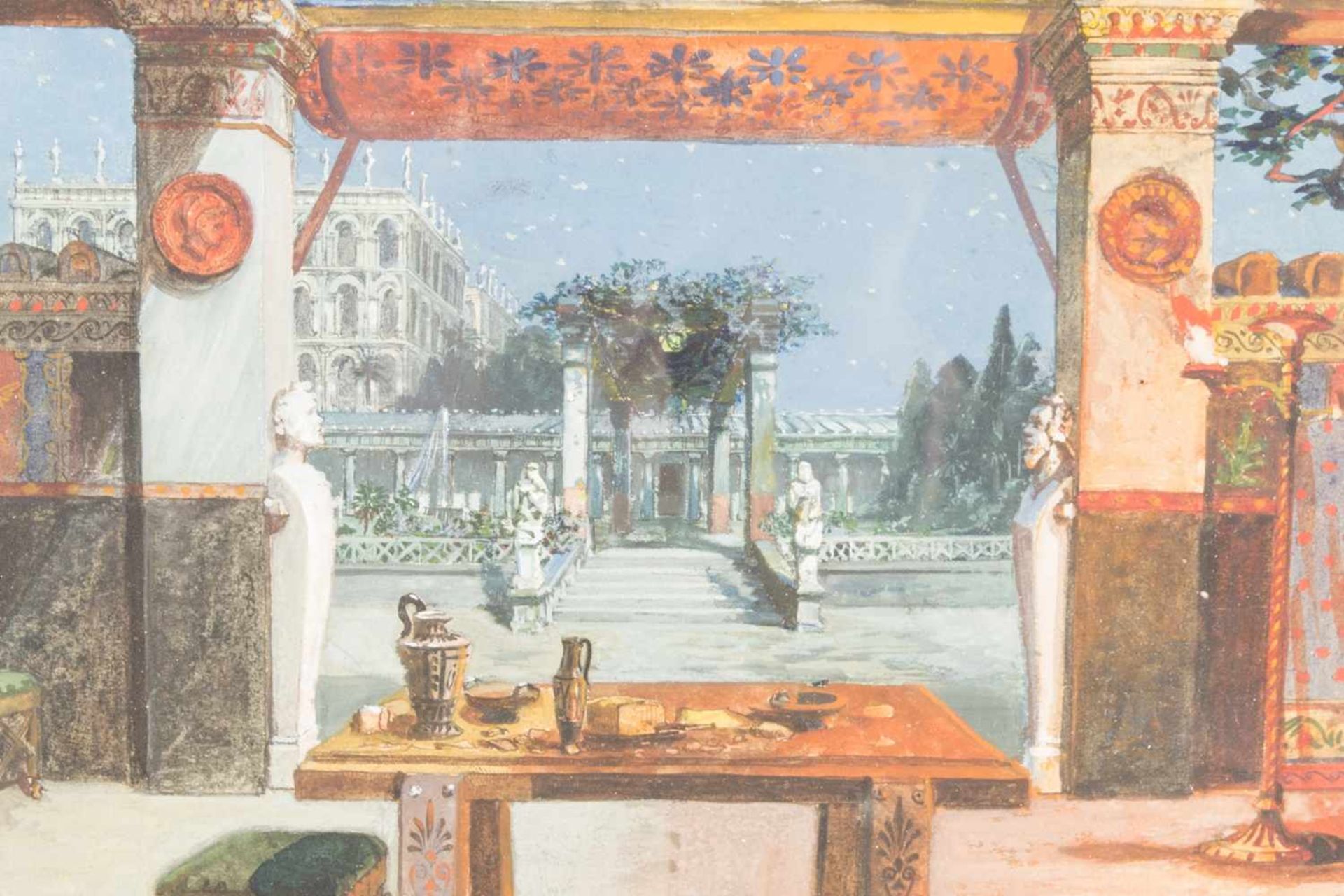 Bühnenbild-Entwurf zu "Theodora" - Saal im Hause des jungen Atheners Andreas, gemalt um 1887 (laut - Bild 5 aus 9