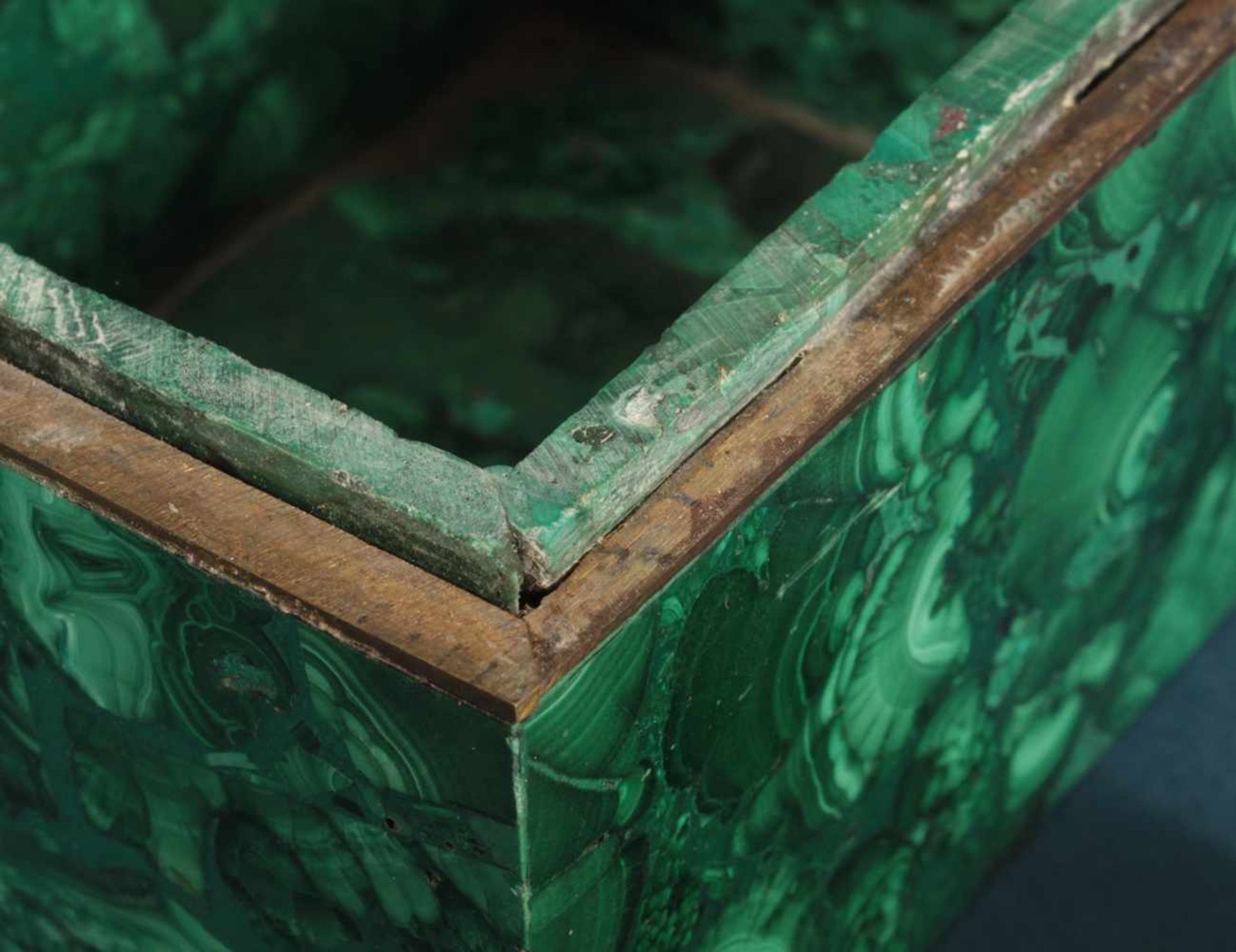 3teiliges MALACHIT-Schreibtischdekoset, bestehend aus rechteckiger Deckeldose (ca. 6 x 9,5 x 7,5 - Bild 7 aus 7