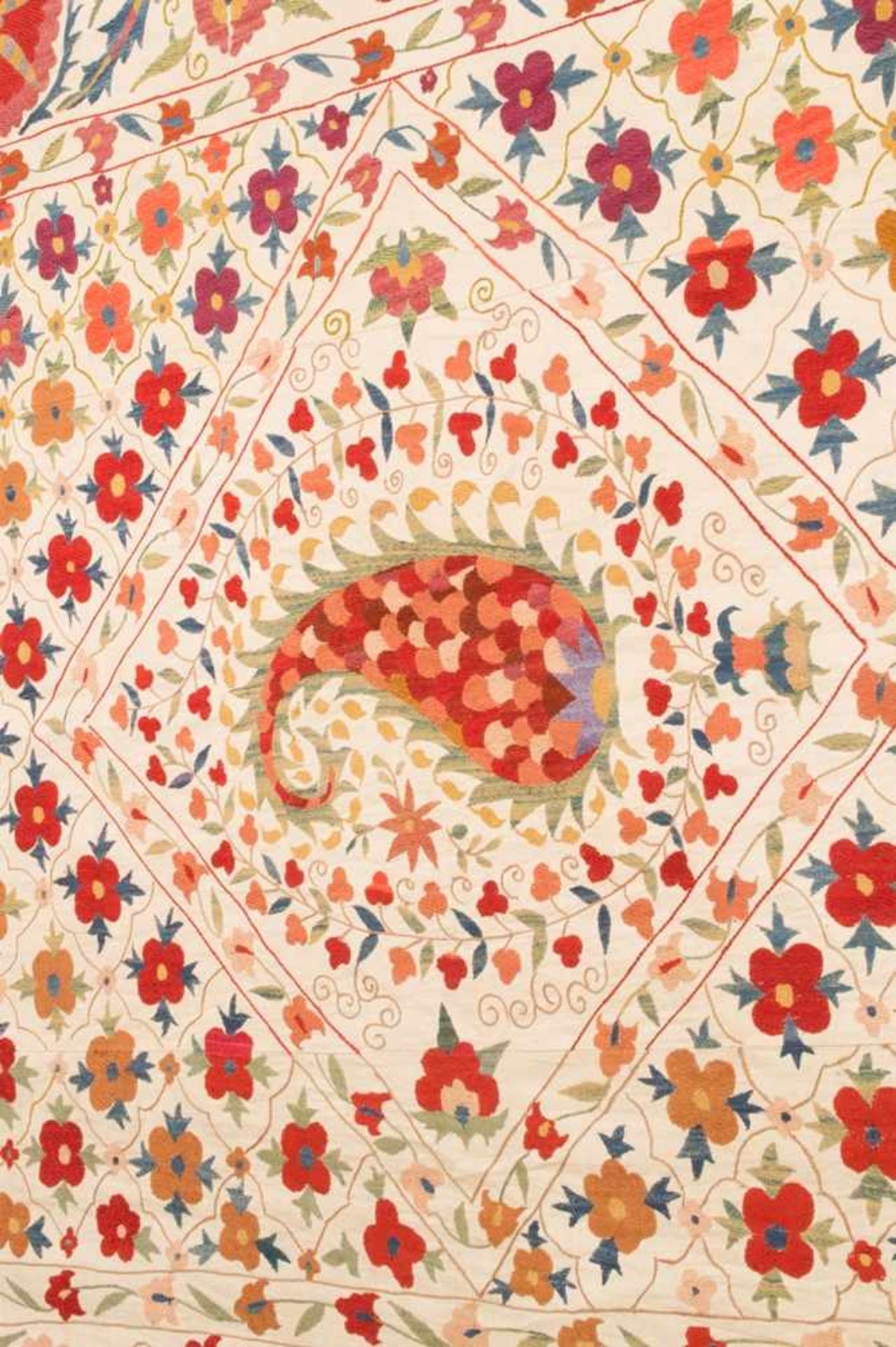 Alte oder antike Suzani - Stickerei, Usbekistan, 19./ 20. Jhdt., ca. 196 x 155 cm. Aus mehreren - Bild 13 aus 19