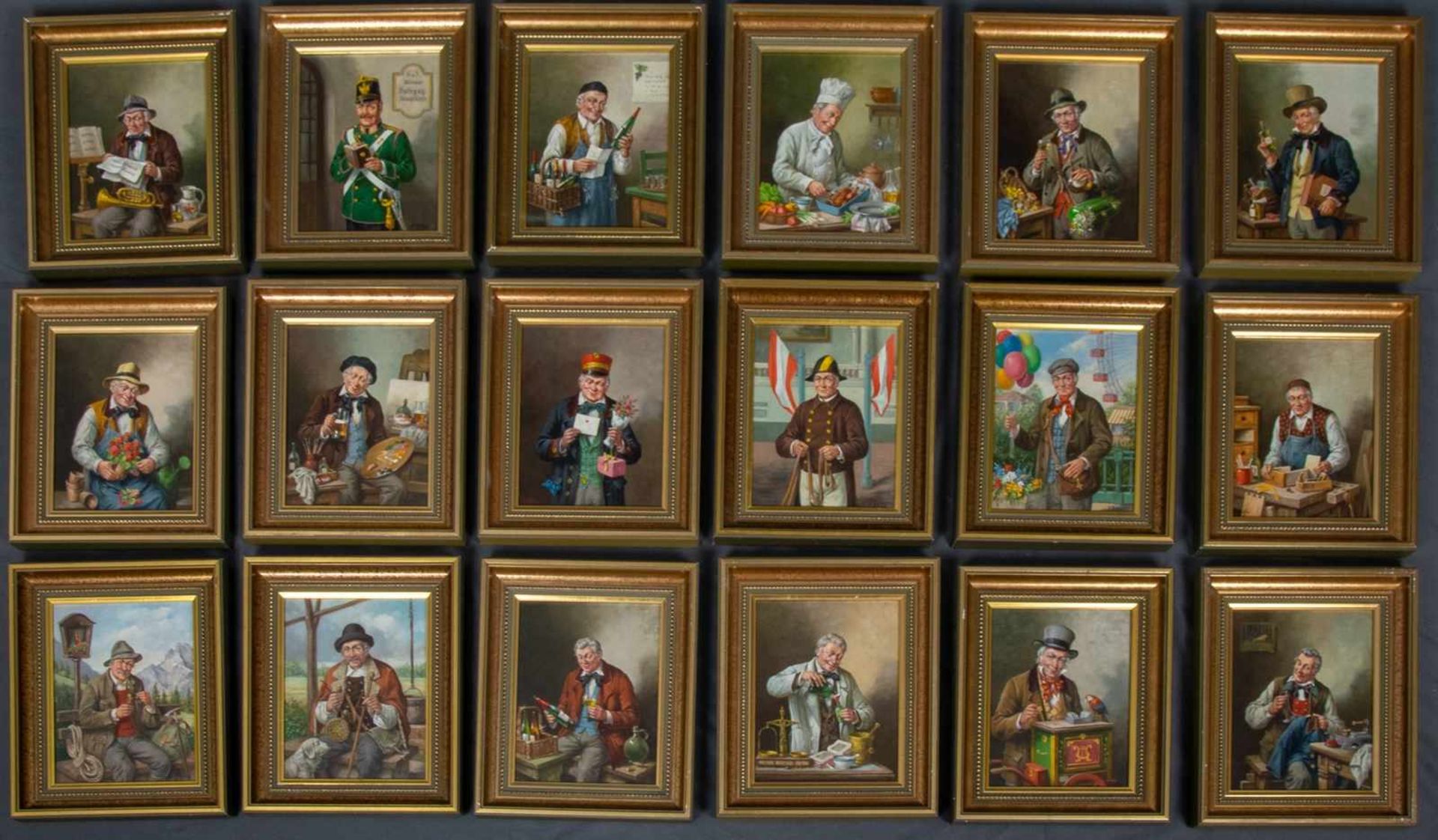18teilige Gemälde-Sammlung mit versch. "Herrenporträts" des Wiener Kunstmalers Hans Rudolf