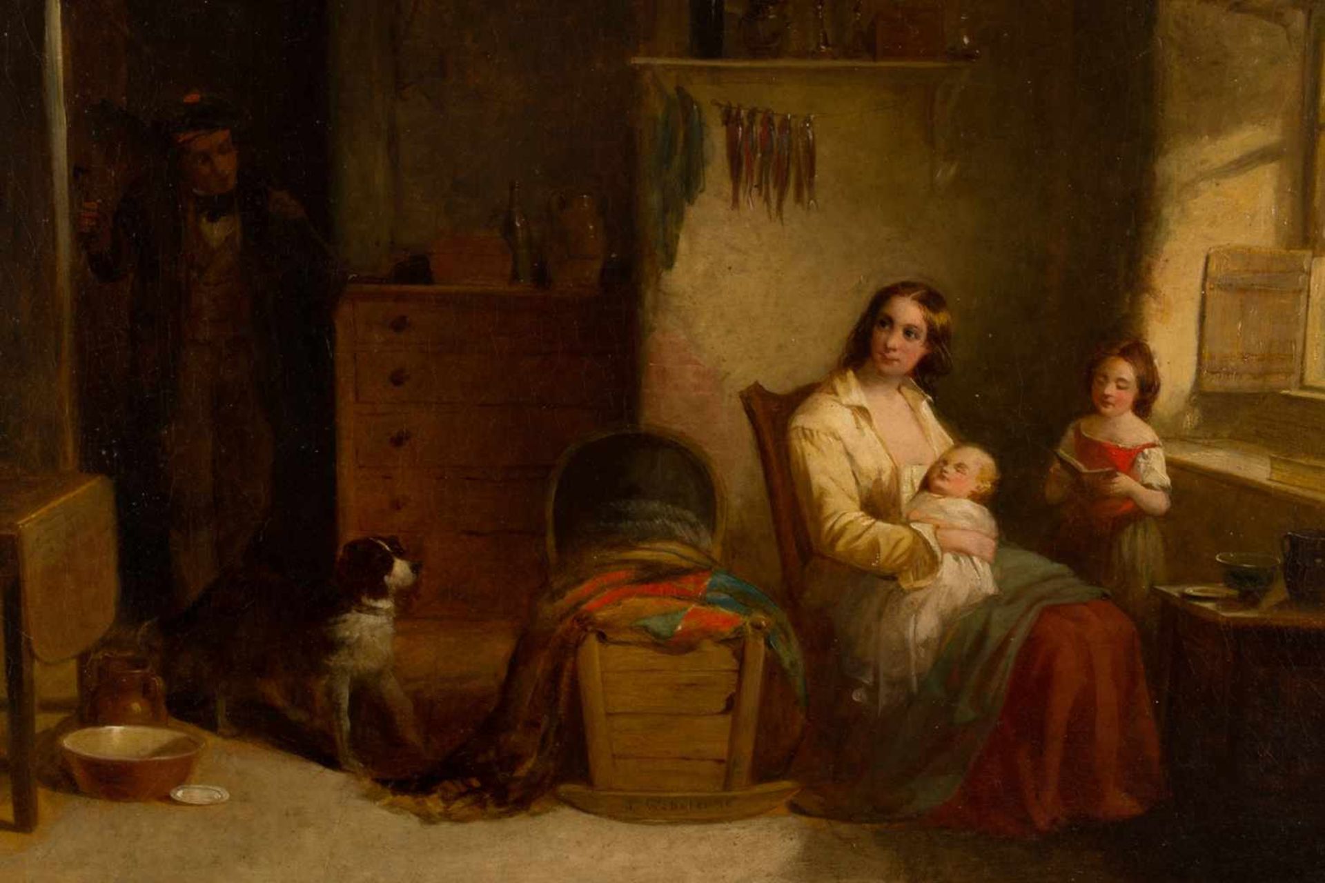 "Heimkehr zu Frau und Kindern" - Gemälde des Thomas Webster (London 1800 - 1886 Cranbrook), Öl auf - Bild 7 aus 13